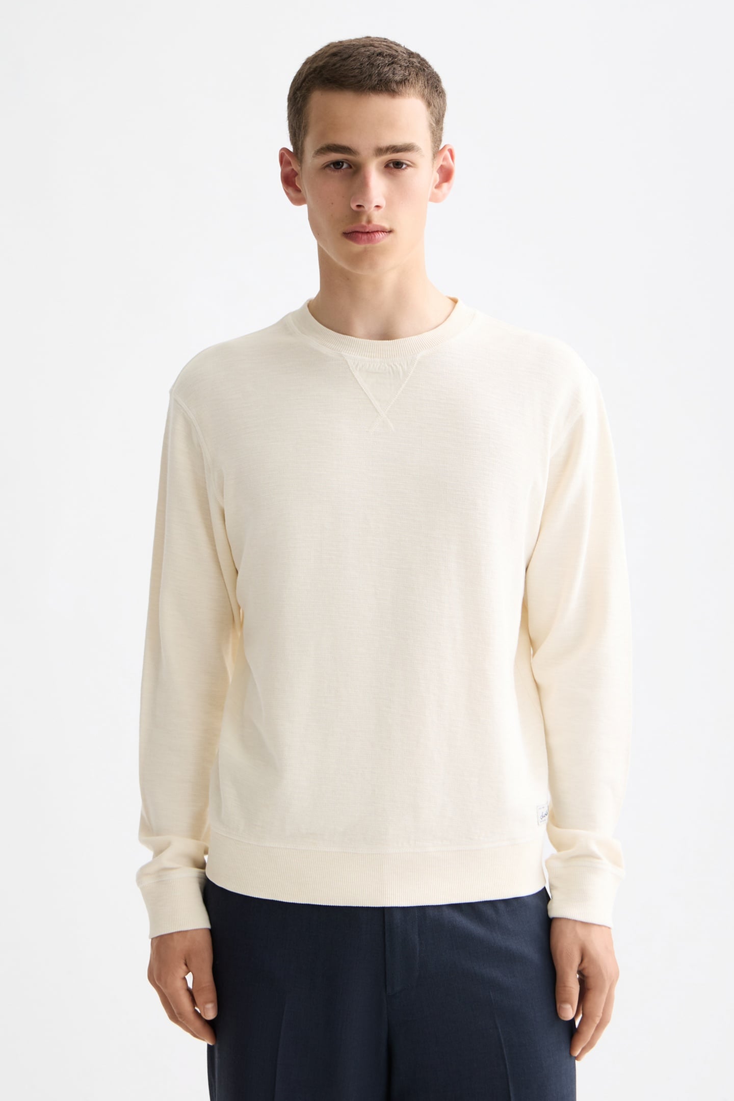 Scotch & Soda G/d Structured Sweatshirt Eggnog Maat: L | Sweaters Outlet | Heren | Beige