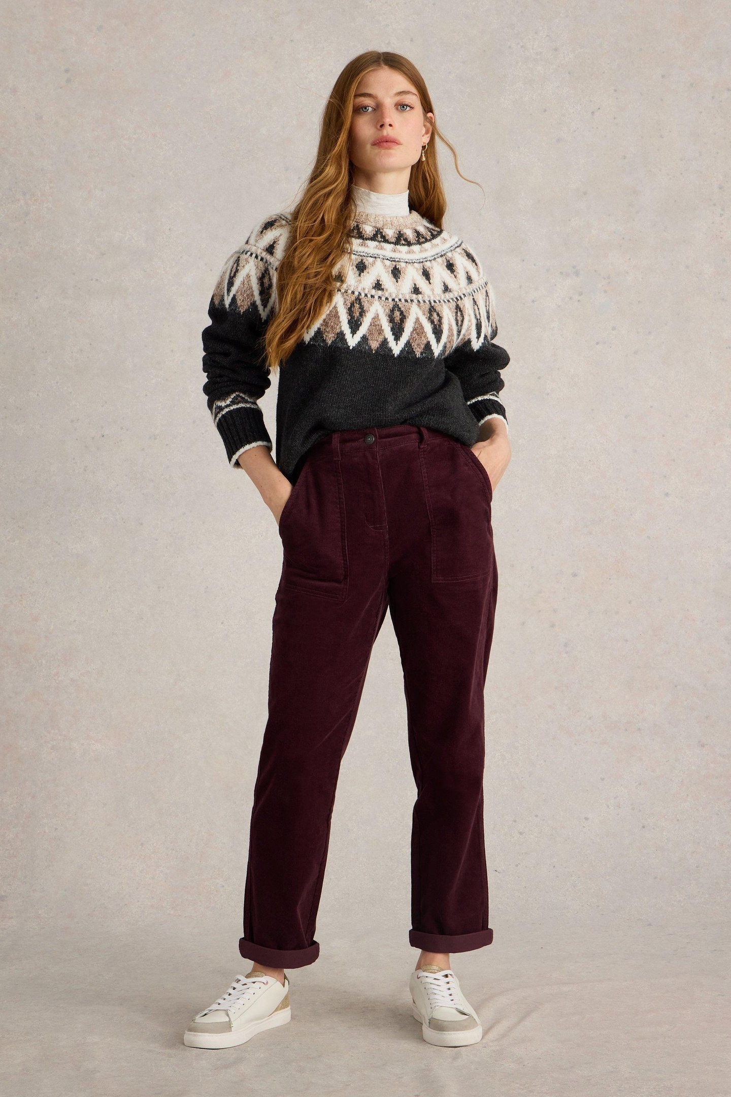 White Stuff Twister Cord Trouser Mid Plum Maat: 14 | Straight Broeken Outlet | Dames | Paars