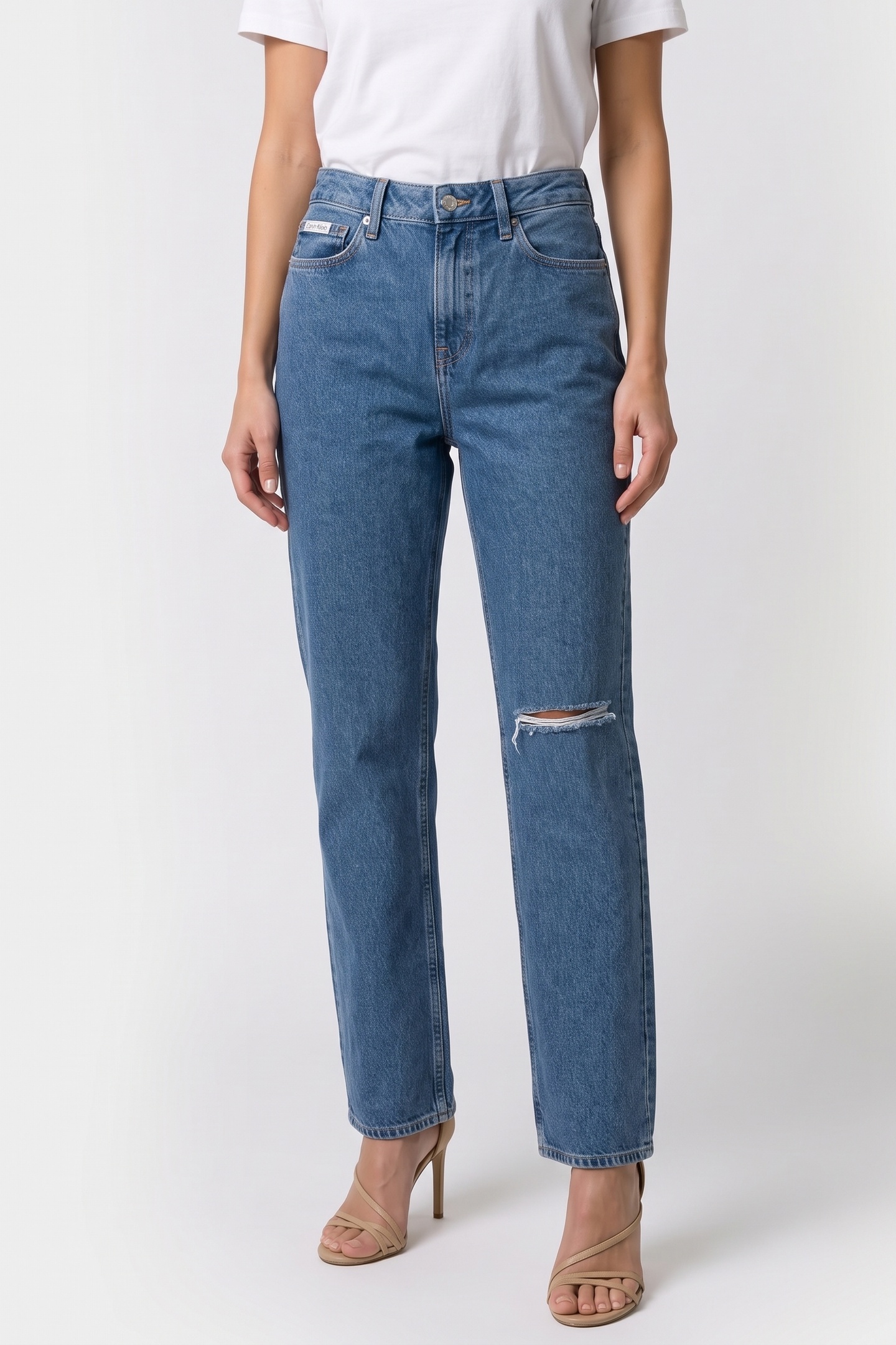 Calvin Klein Eu 90s Straight Blue Jay Maat: W26 | Straight Broeken Outlet | Dames | Blauw