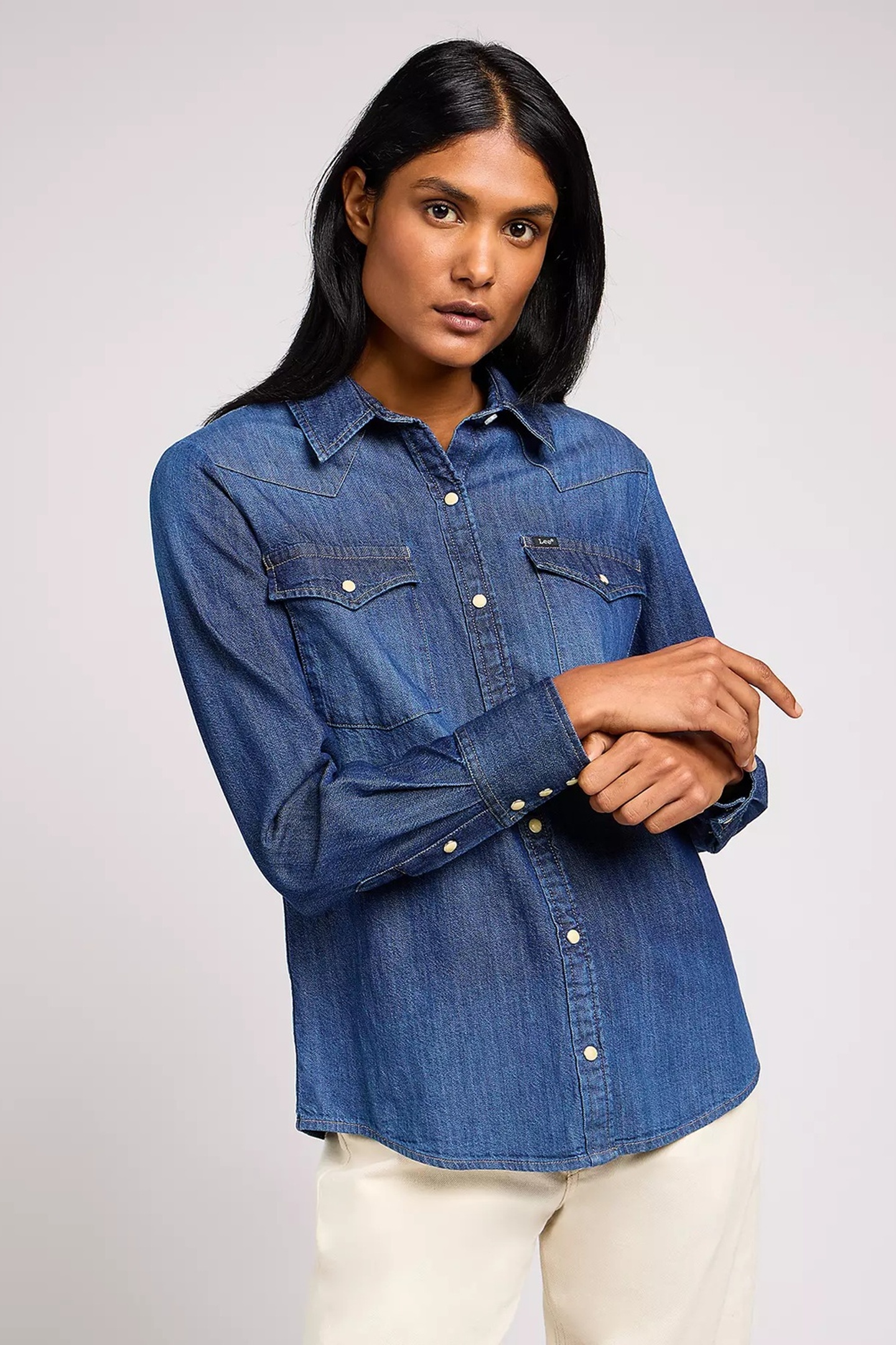 Lee Regular Western Shirt Through The W Maat: S | Longsleeves Outlet | Dames | Blauw