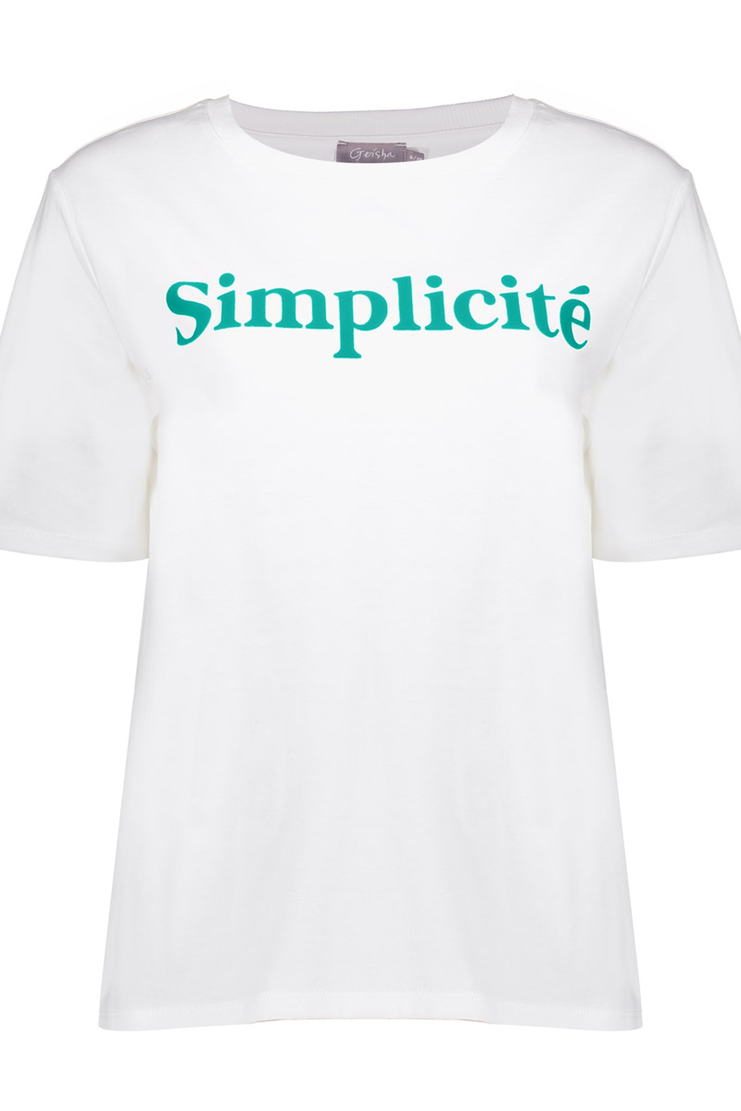 Geisha T-shirt Simplicity Off-white/emerald Maat: XL | Tops Outlet | Dames | Wit