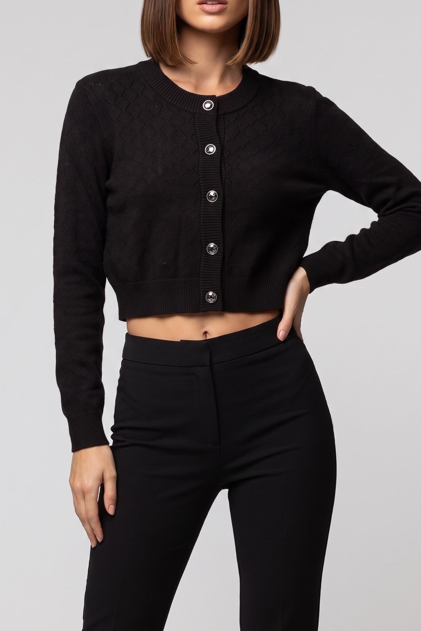 GUESS  Eco Holland Cn Ls Cardi Jet Black A996 Maat: XL | Cardigans Outlet | Dames | Zwart