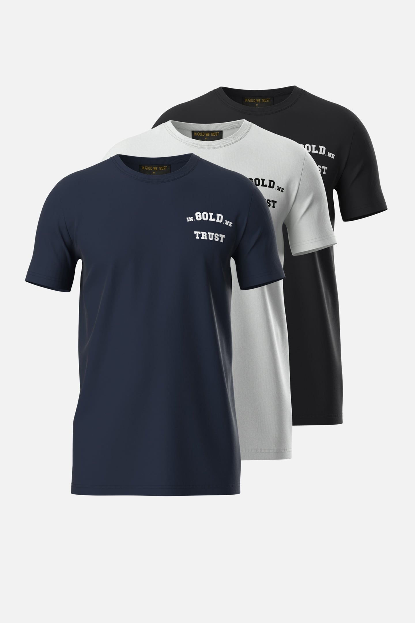In Gold We Trust Basic T-shirt 3-pack 3 Pack W/b/b Maat: XXL | Tops Outlet | Unisex | Zwart