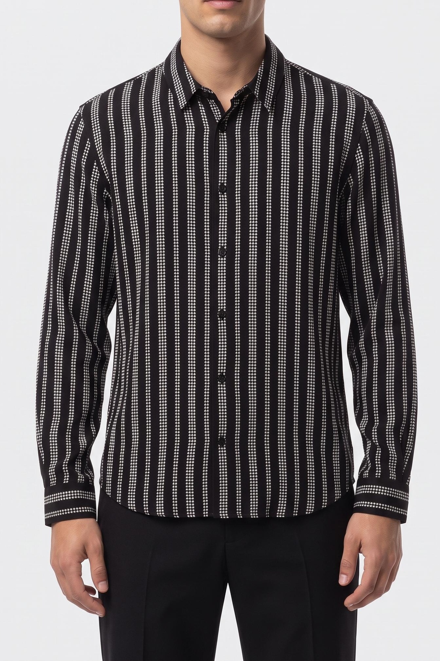 The Kooples Long-sleeved Shirts With Classic Collar Black White Maat: S | Casual Overhemden Outlet | Heren | Zwart