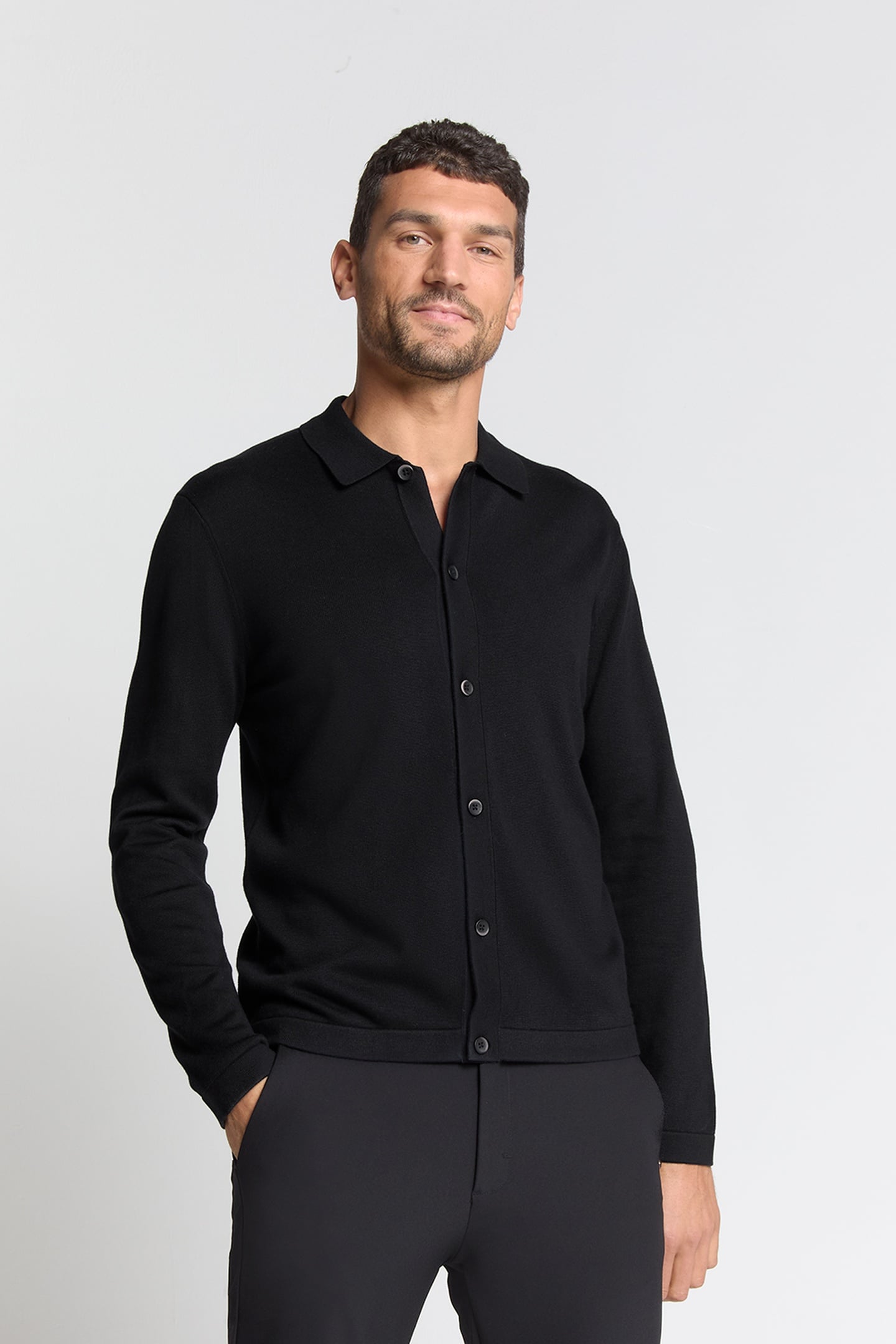 No Excess Pullover Full Button Polo Black Maat: XXL | Sweaters Outlet | Heren | Zwart