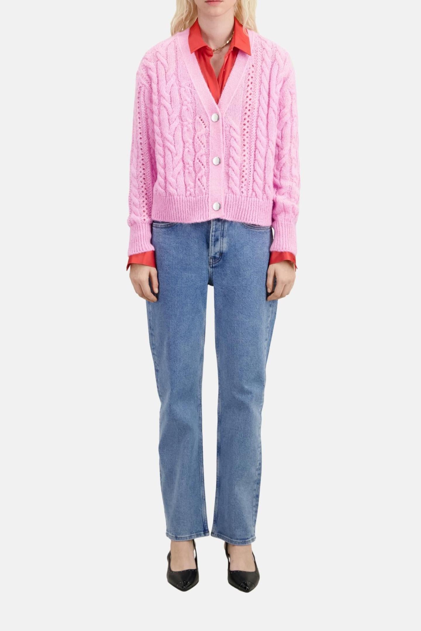 The Kooples Twisted Button Cardigan Pink Maat: 38 | Cardigans Outlet | Dames | Roze
