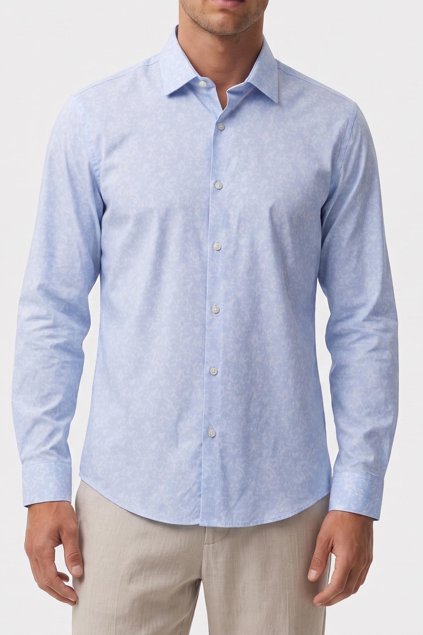 Calvin Klein Slim Performance Straight Shirt Blue Maat: 41 | Zakelijke Overhemden Outlet | Heren | Blauw