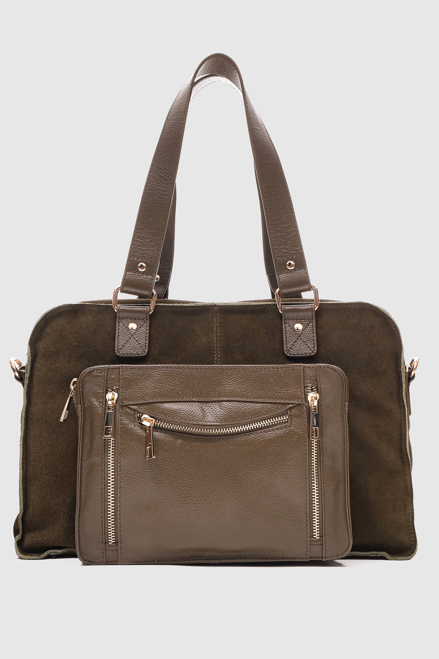 Núnoo Mille Suede Mix Dark Olive W. Gold Maat: OS | Handtassen Outlet | Unisex | Bruin