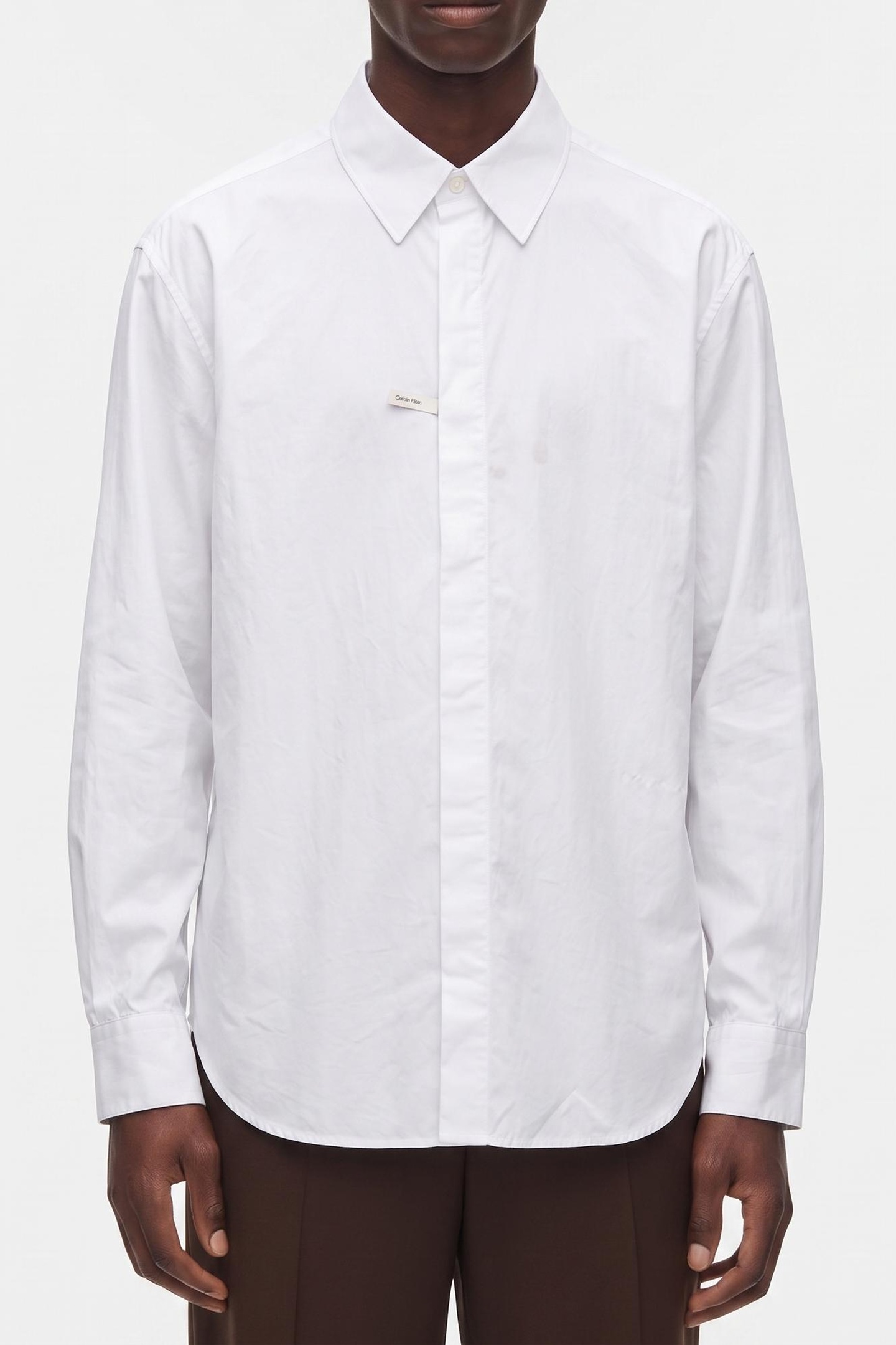 Calvin Klein Ls Solid Crisp Shirt Brilliant White Maat: XL | Zakelijke Overhemden Outlet | Heren | Wit