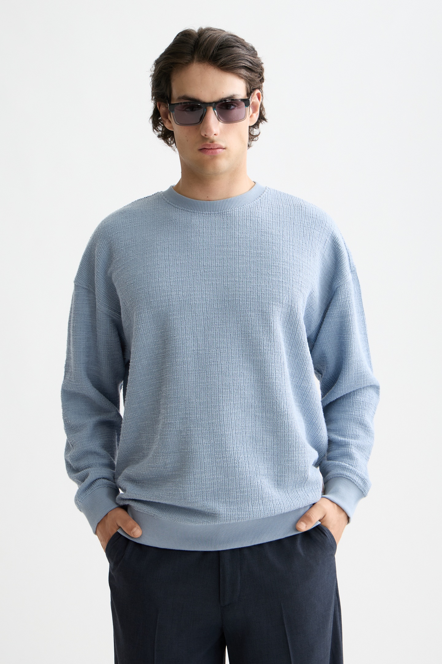 Scotch & Soda Textured Sweatshirt Faded Denim Taglia: XXL | Maglioni a maglia Outlet | Uomo | Blu
