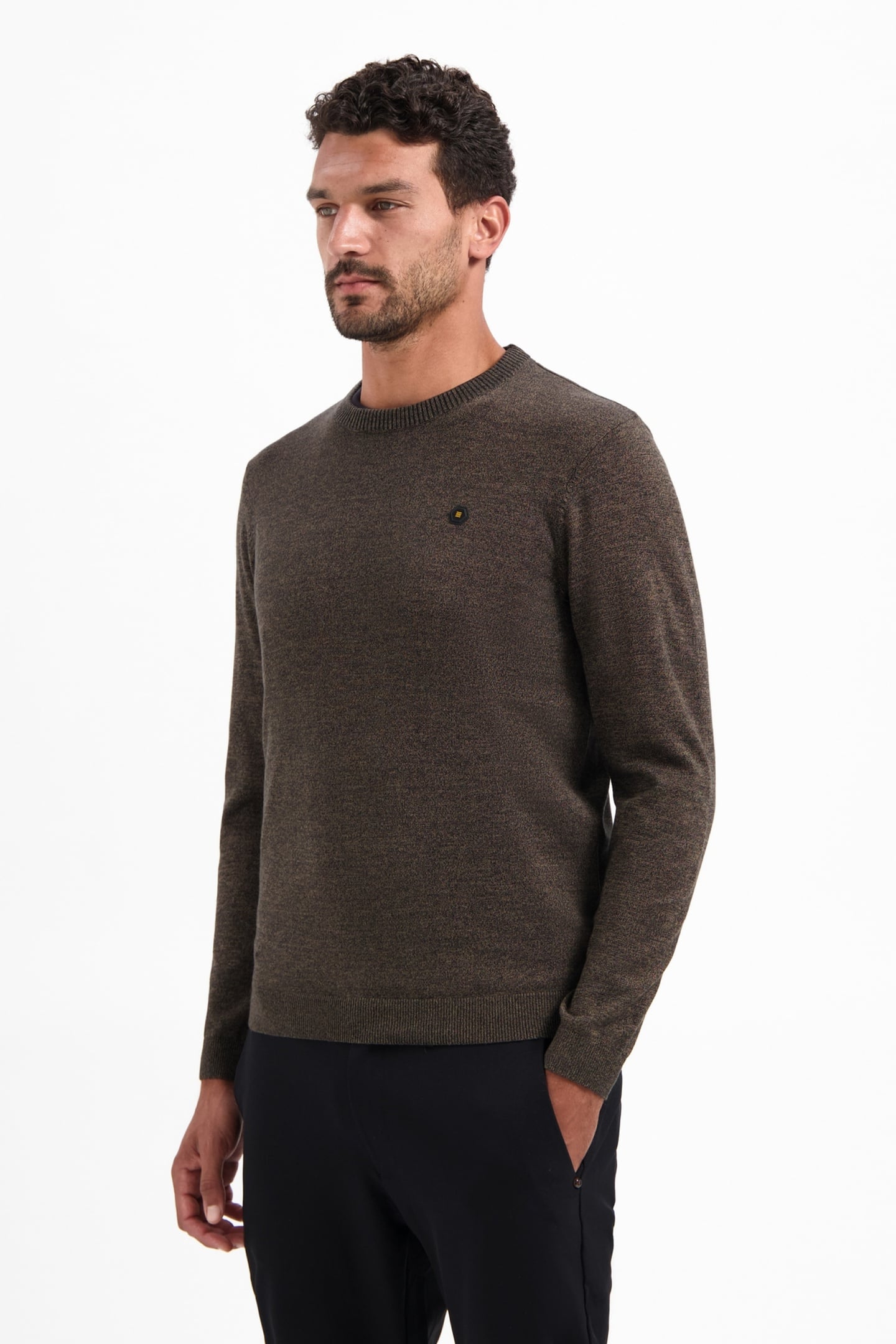 No Excess Pullover Crewneck 2 Coloured Melange Taupe Maat: XXL | Sweaters Outlet | Heren | Bruin