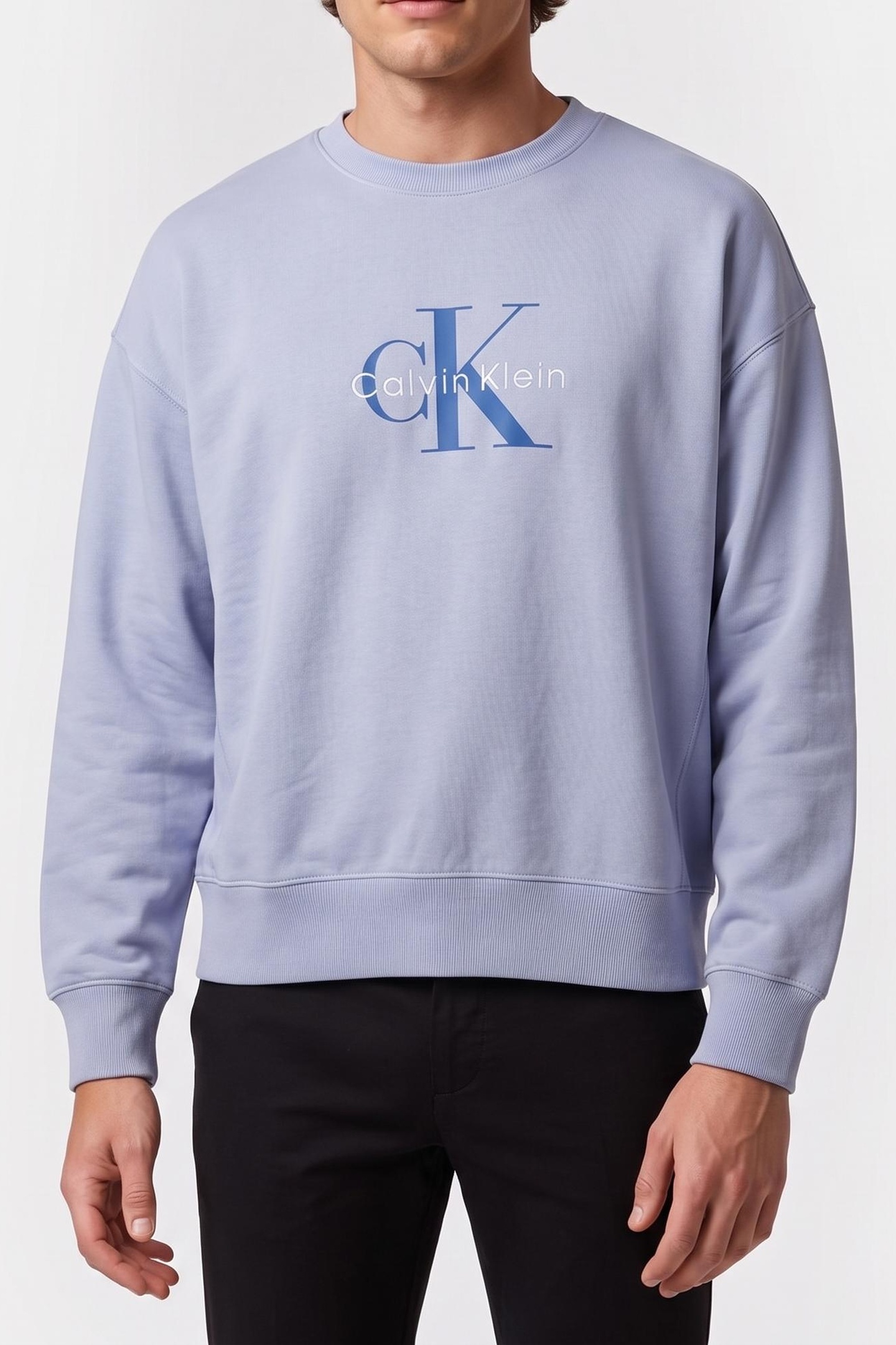 Calvin Klein Long Sleeve Premium Terry Monogram Casual Blue Maat: M | Sweaters Outlet | Heren | Blauw