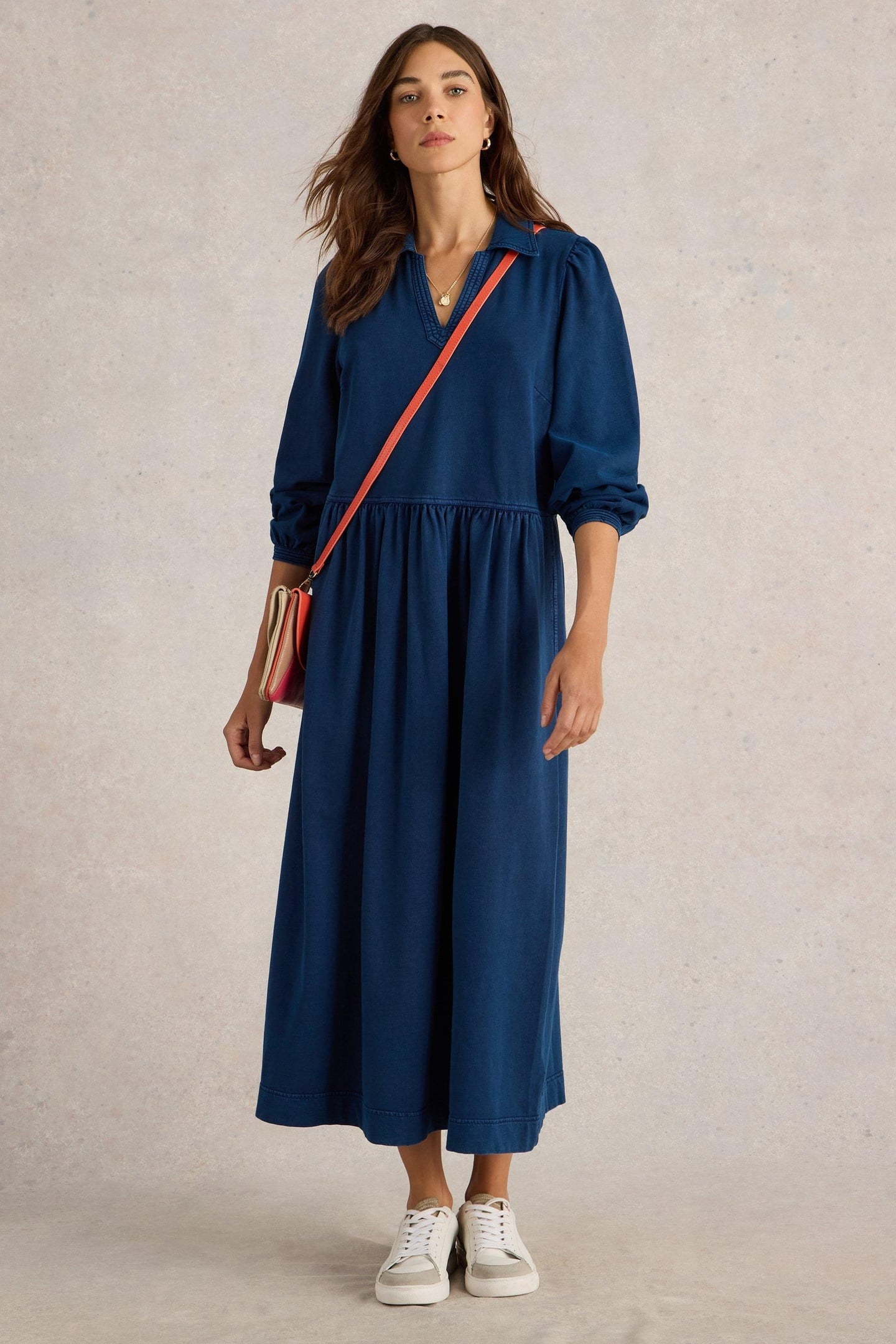 White Stuff Ren Denim Jersey Dress Dark Denim Maat: 6 PETITE | Maxi Jurken Outlet | Dames | Blauw