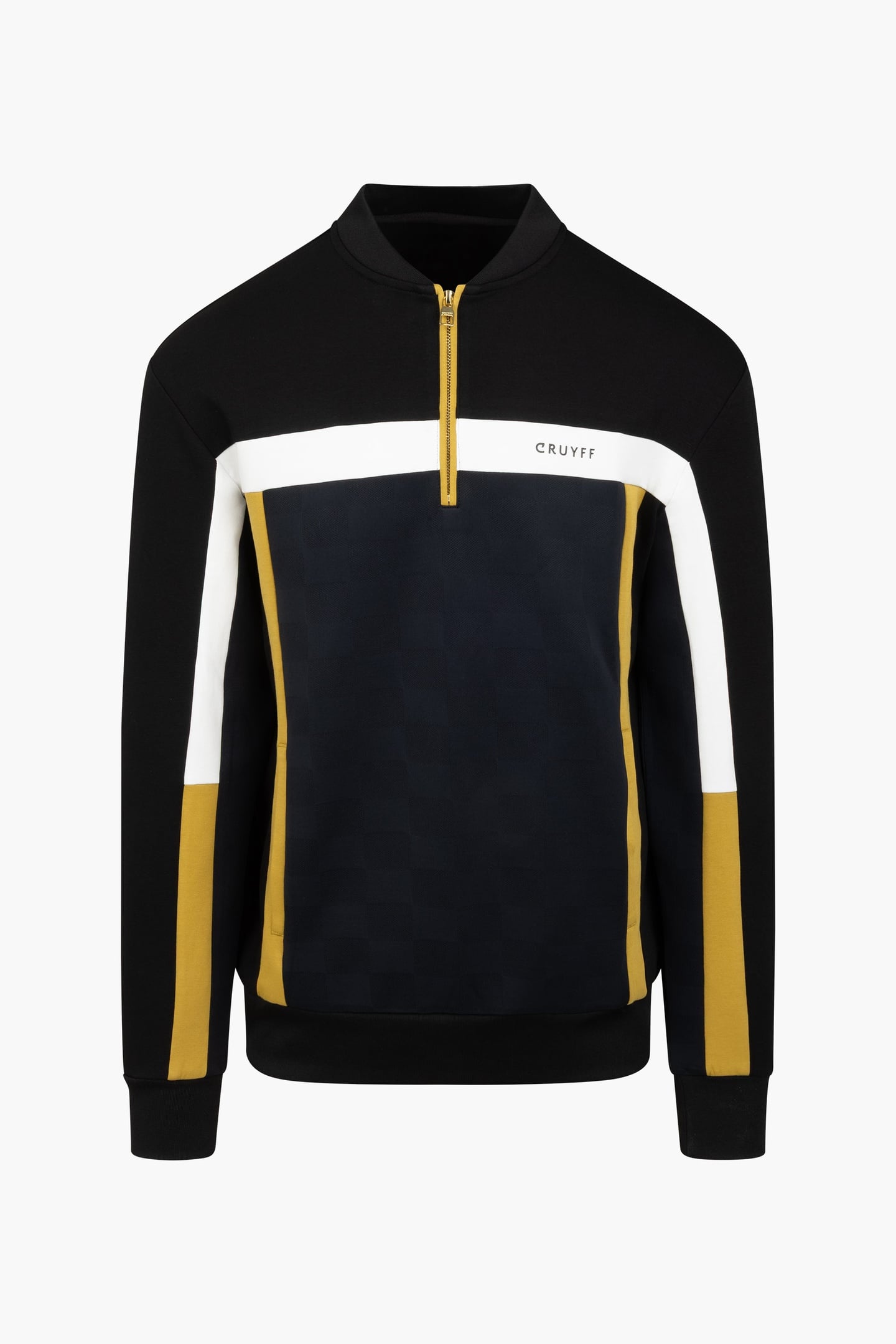CRUYFF Check Half Zip Black/gold Maat: S | Sweaters Outlet | Heren | Zwart