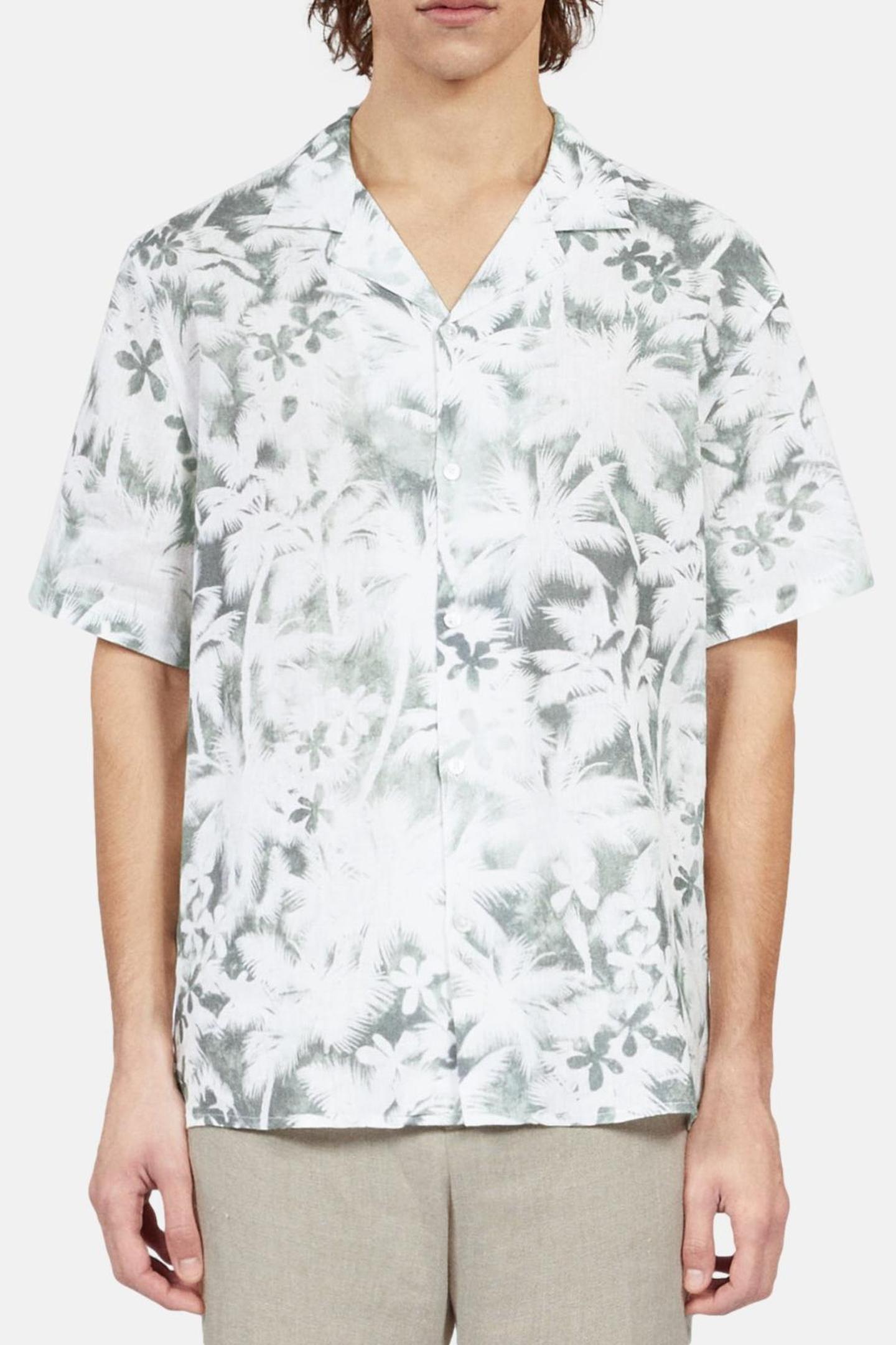 The Kooples Short-sleeved Shirt With Shark Collar White-kaki Maat: S | Casual Overhemden Outlet | Heren | Wit