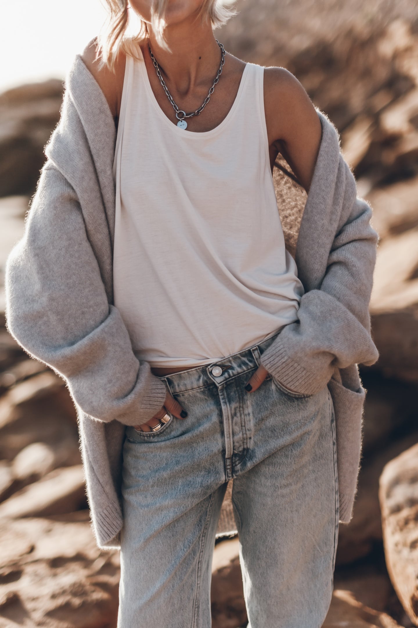 Mikuta The Grey Oversized Knitted Cardigan Grey Maat: S | Winterjassen Outlet | Dames | Grijs