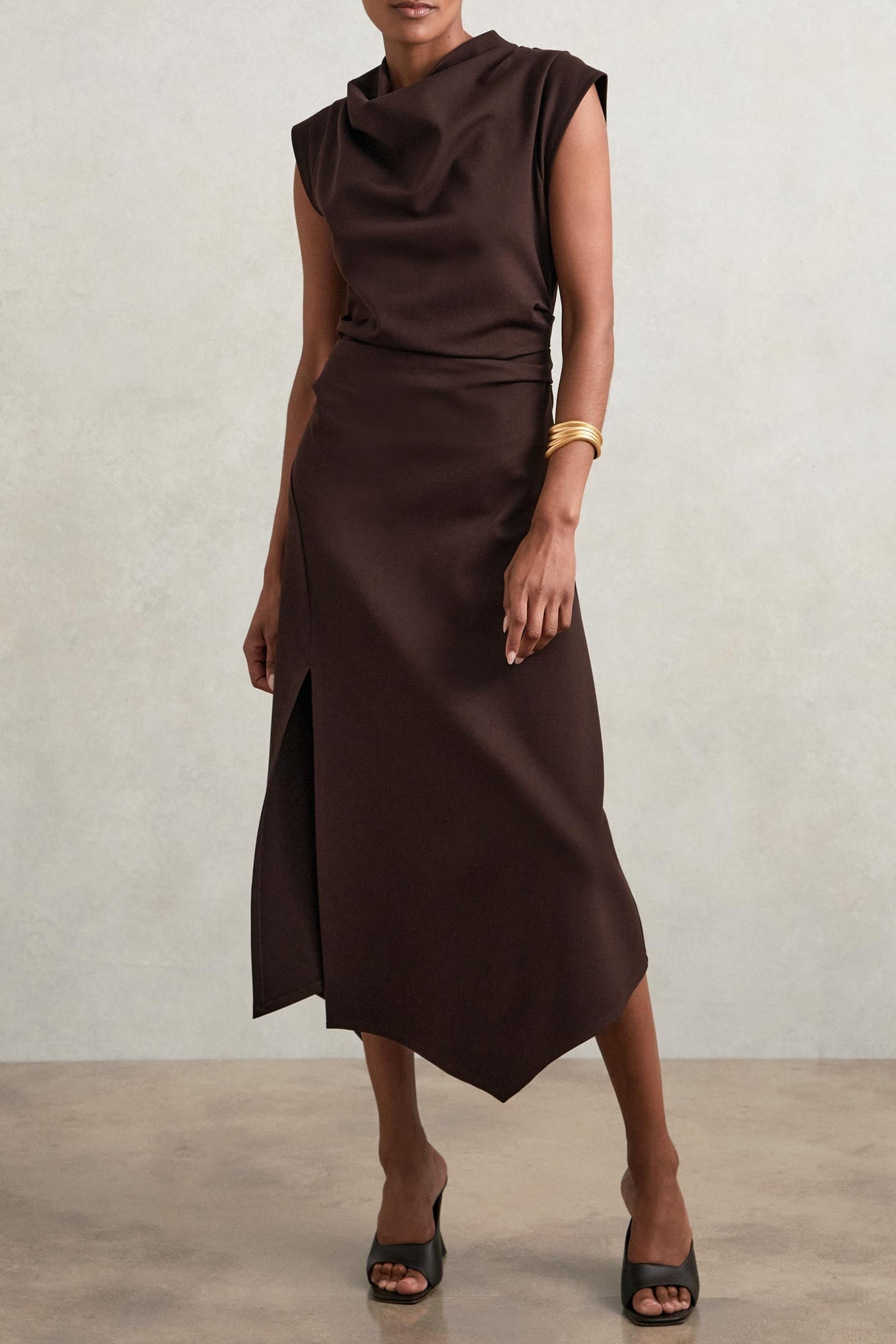 Reiss Twill Jersey Midi Dress Burgundy Maat: 4 | Midi Jurken Outlet | Dames | Bordeaux
