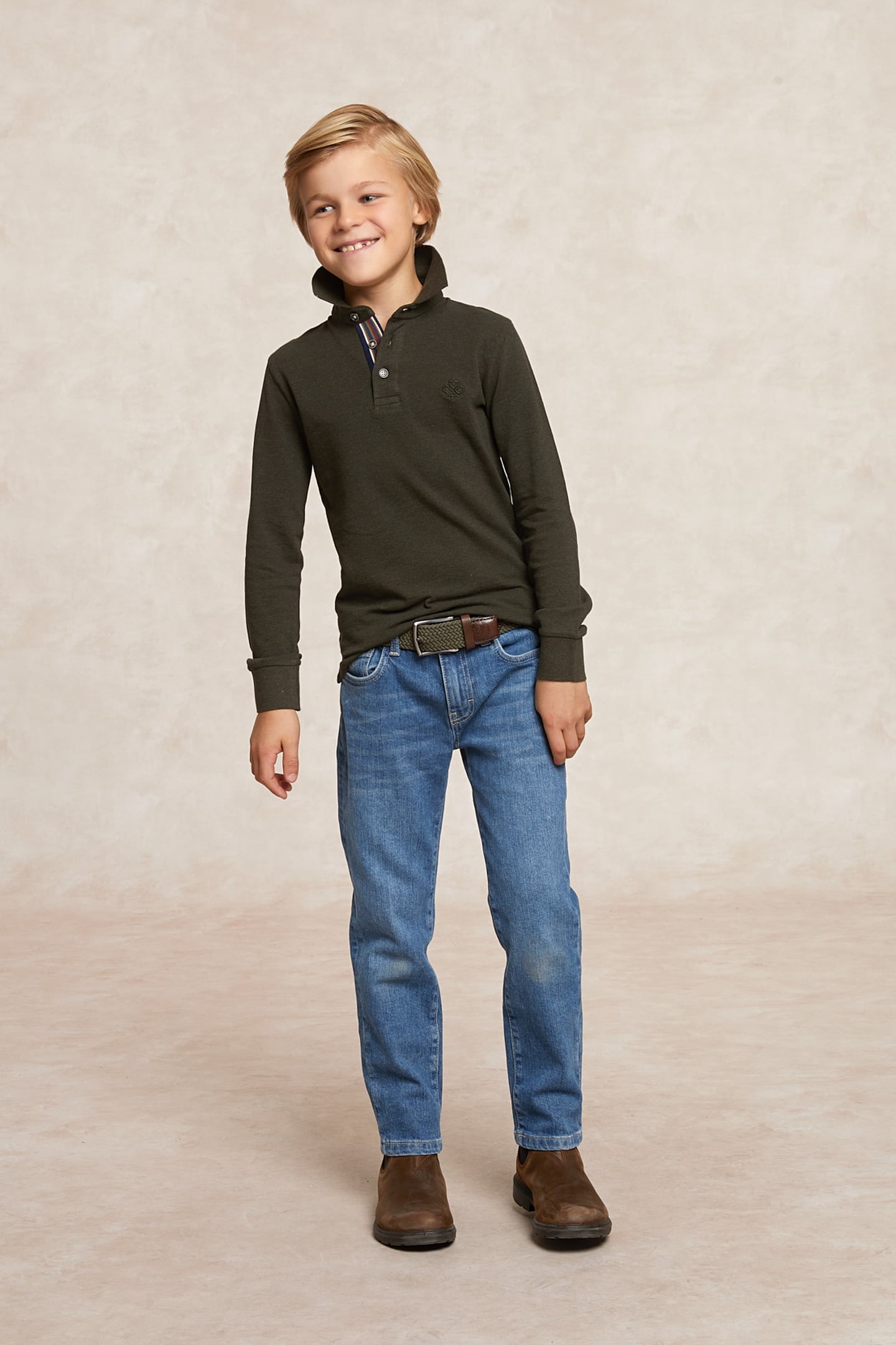 River Woods Custom Fit Fancy Pique Polo Olive Mix Maat: 6 | Overhemden Outlet | kids | Bruin