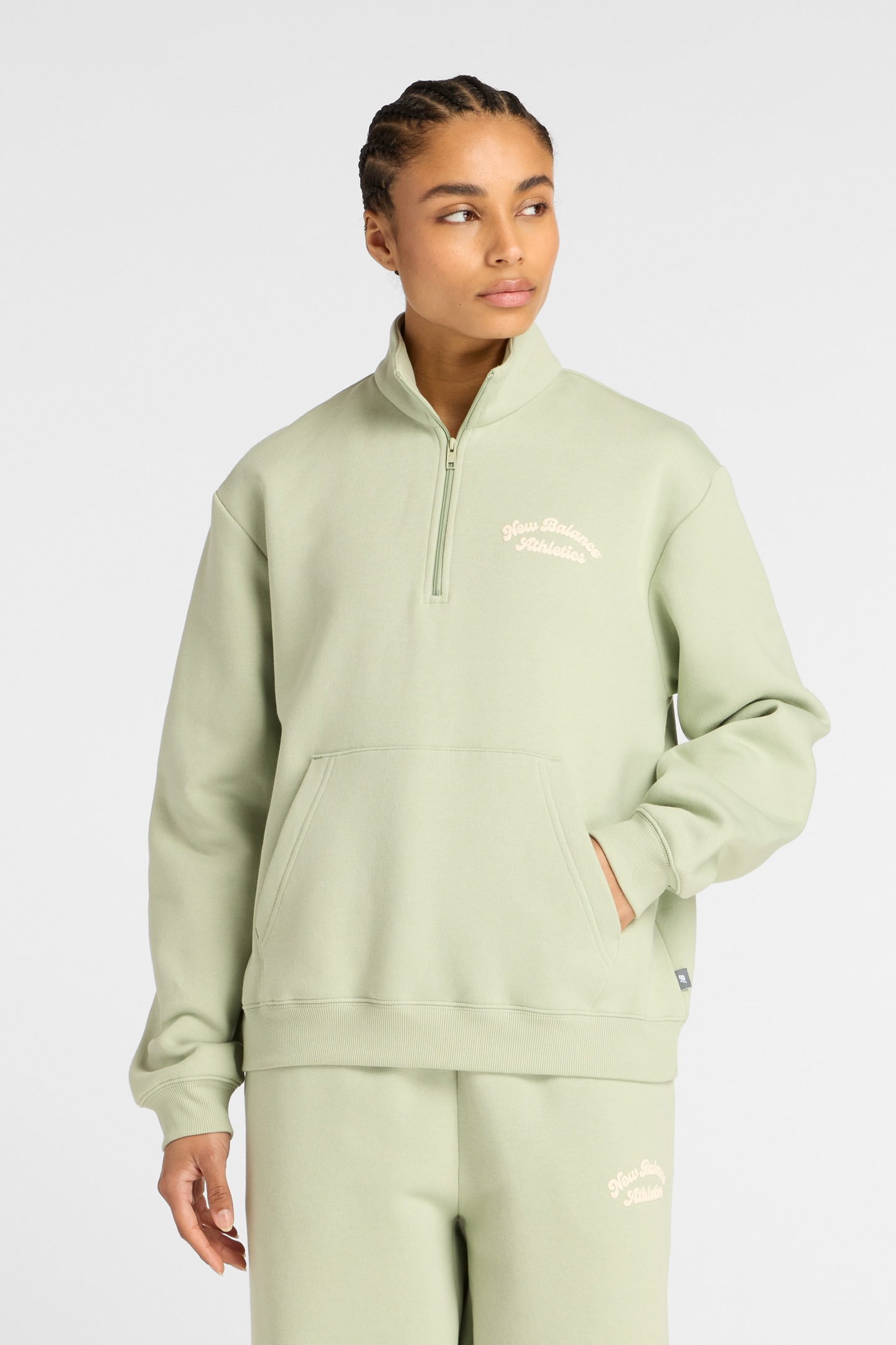 New Balance Linear Heritage Fleece Half Zip Gartersn Maat: XL | Sweaters Outlet | Dames