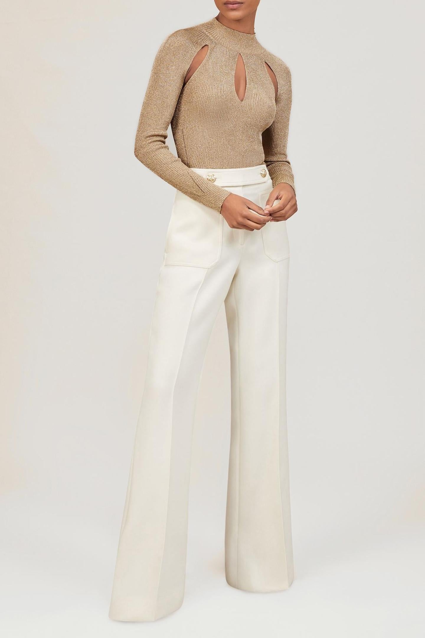Reiss Metallic Long Sleeve Gold Maat: L | Longsleeves Outlet | Dames | Goud
