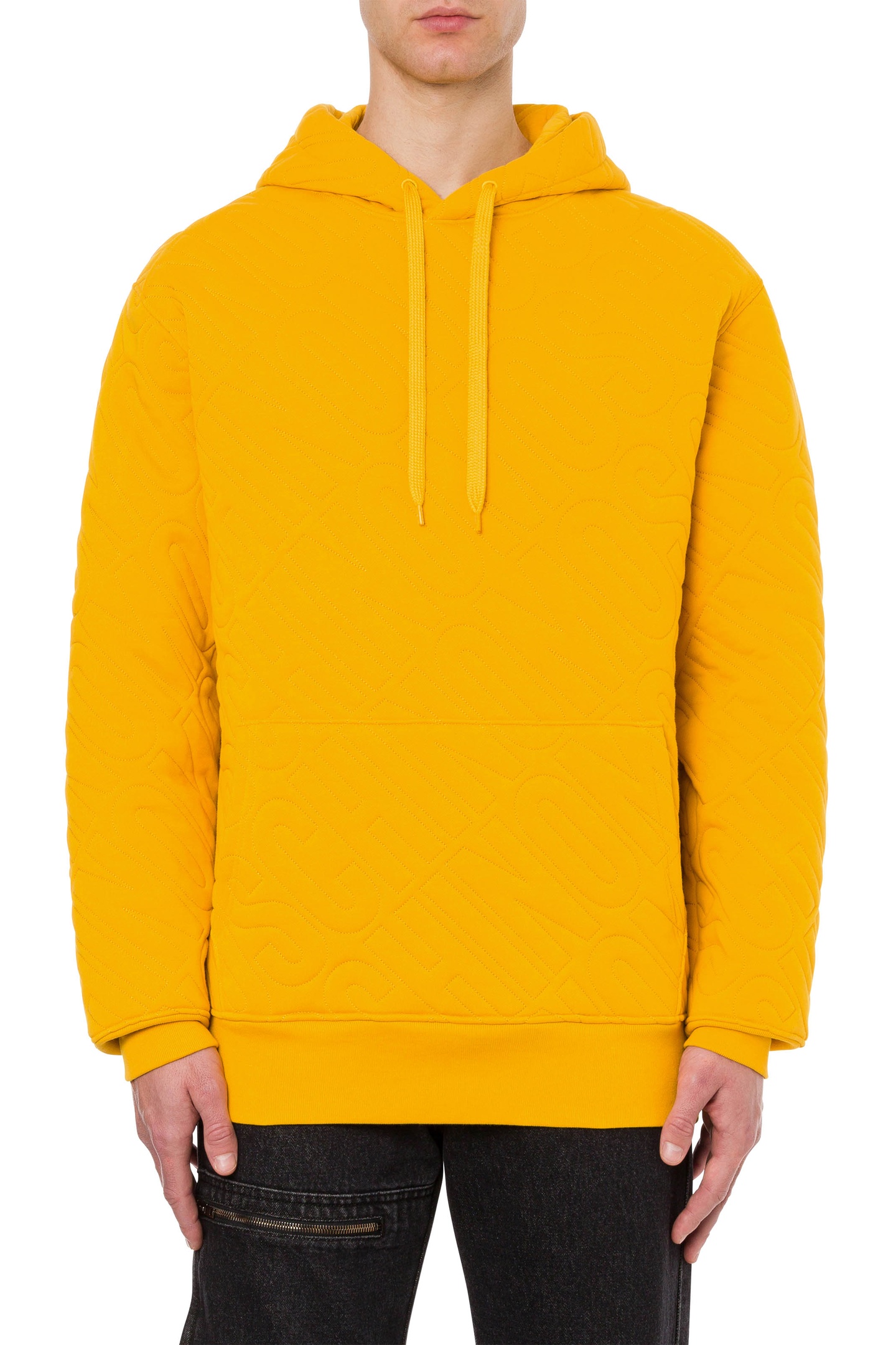 Moschino Allover Quilted Logo Hoodie Yellow Maat: 46 | Sweaters Outlet | Heren | Geel