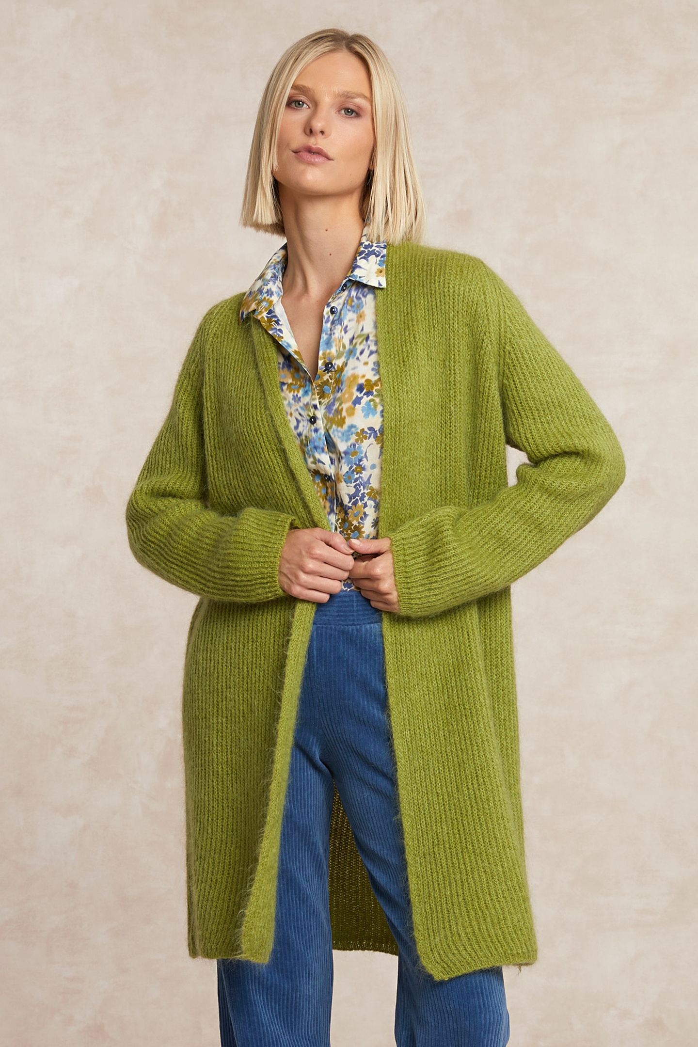 River Woods Long Cardigan Long Sleeves Olive Green Maat: XS/S | Lichte Jassen Outlet | Dames | Groen