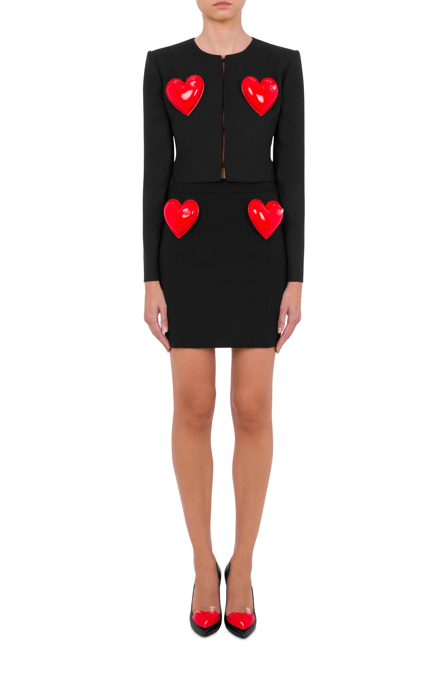 Moschino Inflatable Hearts Stretch Gabardine Jacket Black Maat: 42 | Blazers Outlet | Dames | Zwart