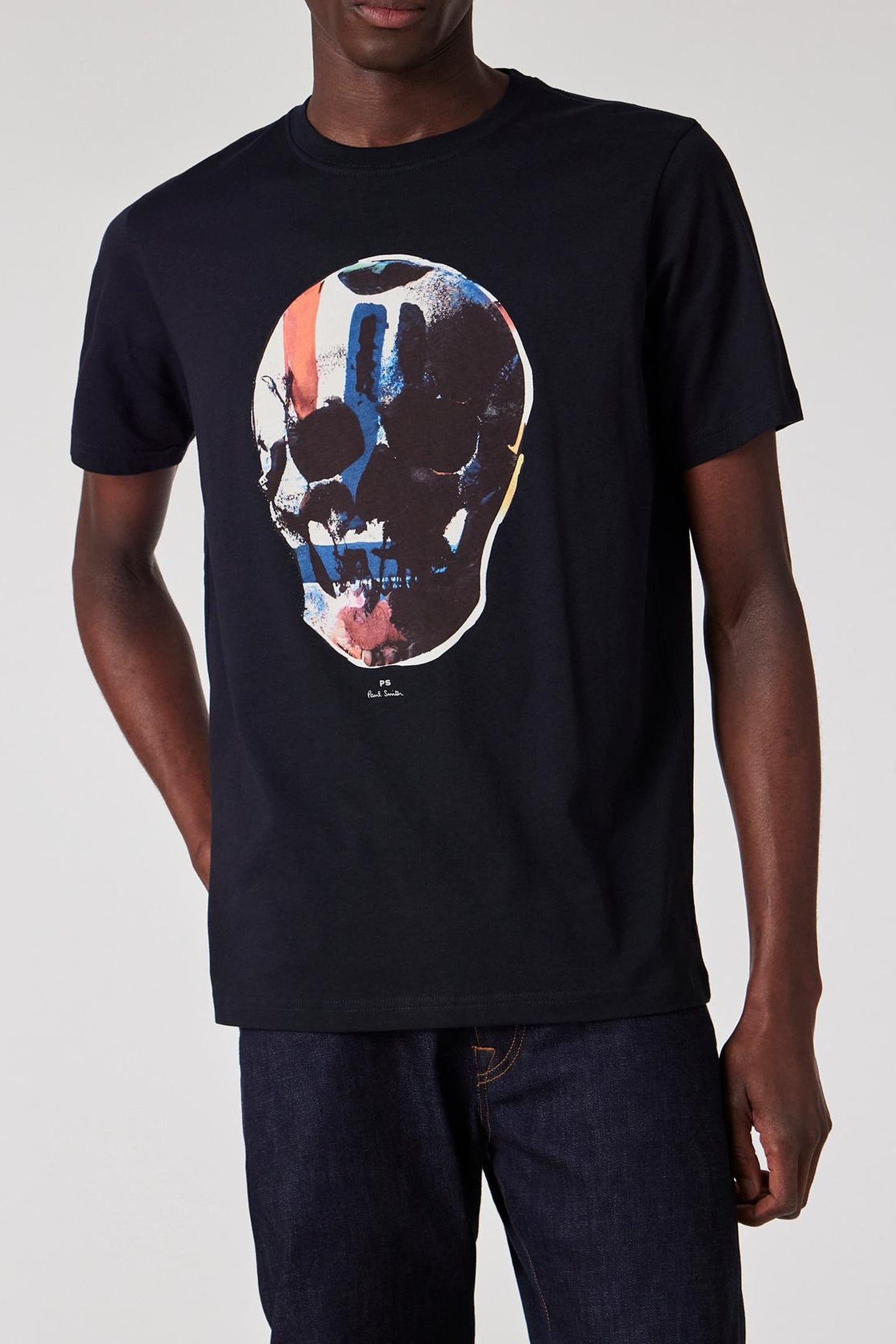 Paul Smith Mens Reg Fit Ss T Shirt Skull Red Blue Very Dark Navy Maat: S | Basic T-Shirts Outlet | Heren | Blauw