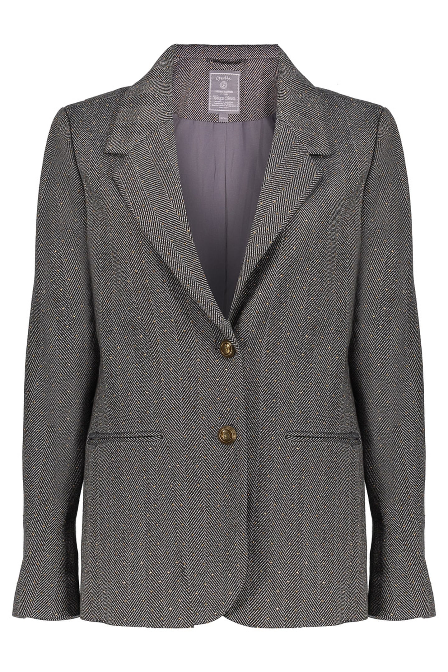 Geisha Blazer Herringbone + Stones Anthracite Stones Maat: L | Blazers Outlet | Dames | Grijs