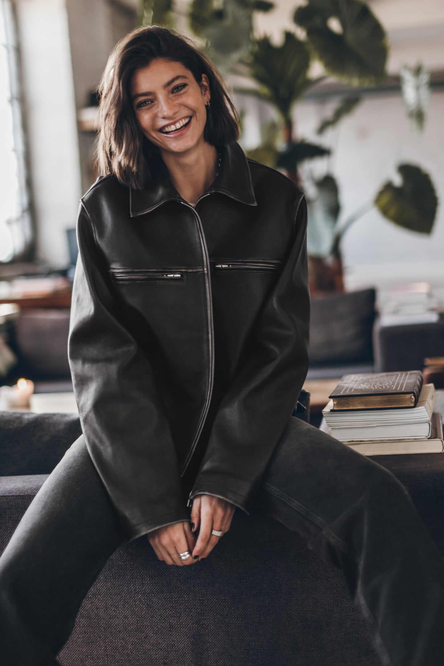 Mikuta The Black Faded Straight Leather Jacket Black Maat: M | Leren Jassen Outlet | Dames | Zwart
