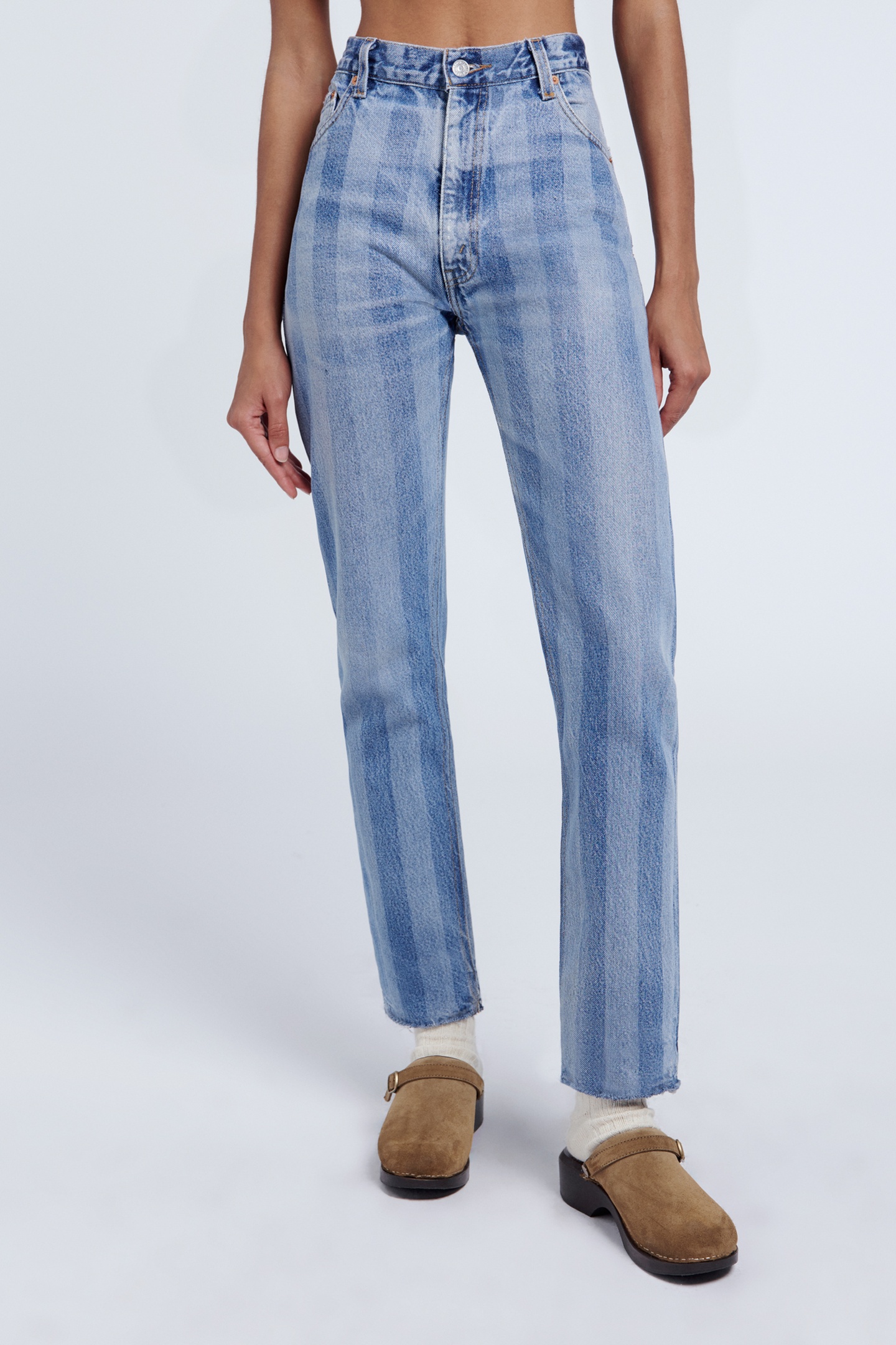 RE/DONE 70s Straight Indigo Stripe Maat: W24 | Straight Broeken Outlet | Dames | Blauw