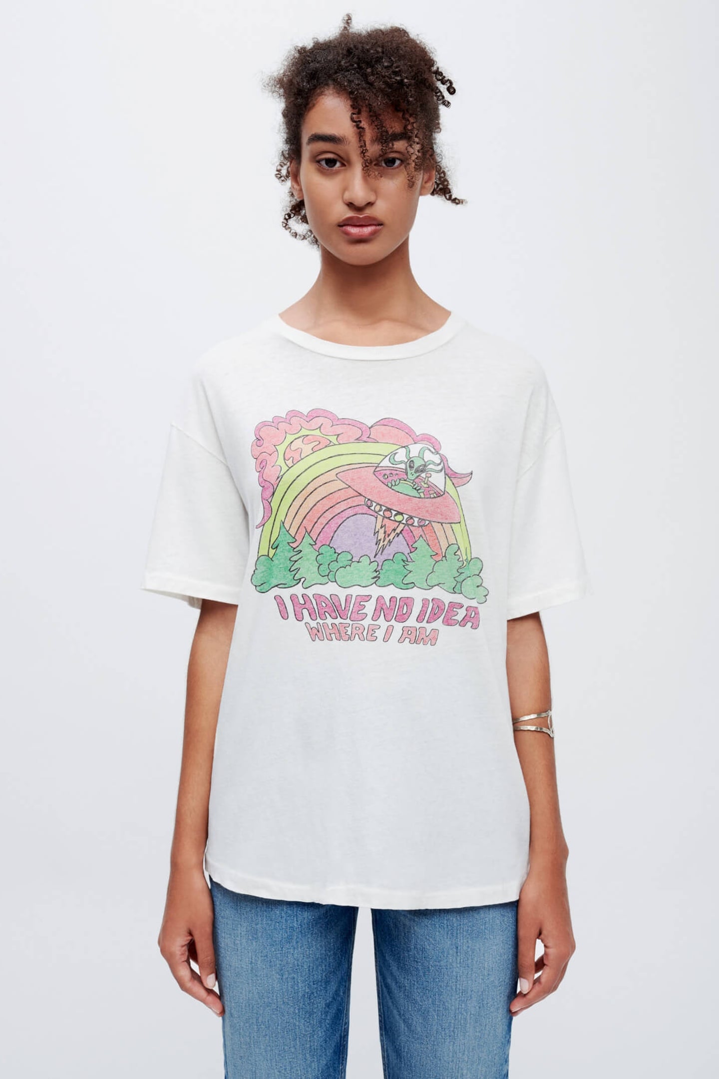 RE/DONE 90s Easy Tee No Idea Vintage White Maat: XS | Tops Outlet | Dames | Wit