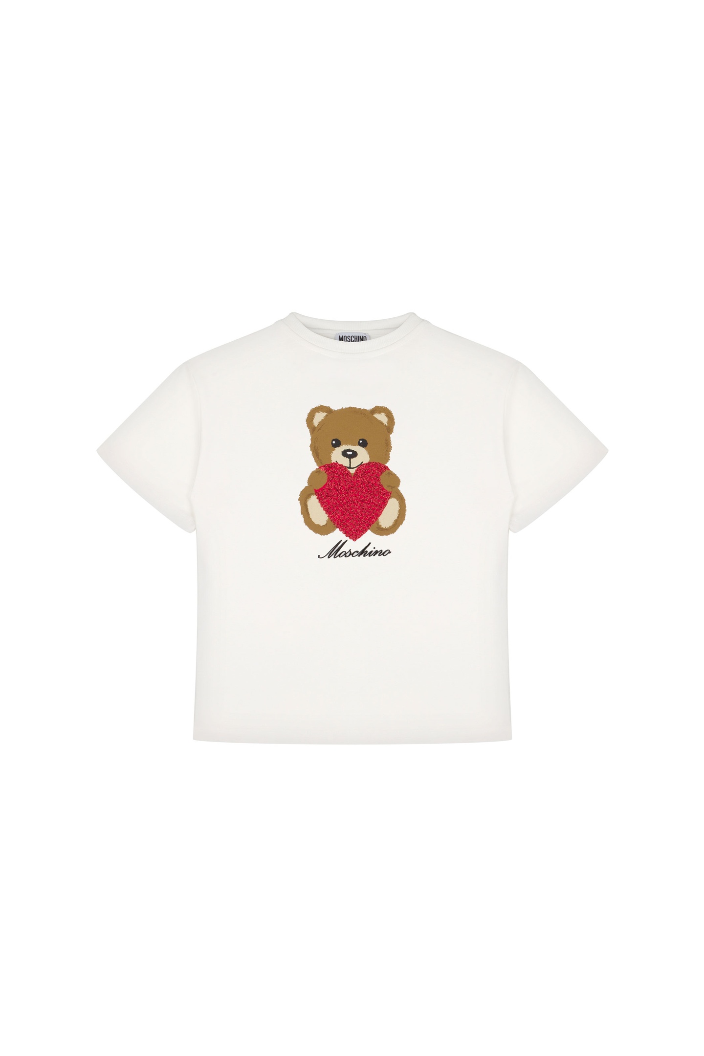 Moschino Girl's Maxi T-shirt In Jersey Heart Teddy Bear White Maat: 8 | Overhemden Outlet | Unisex | Wit