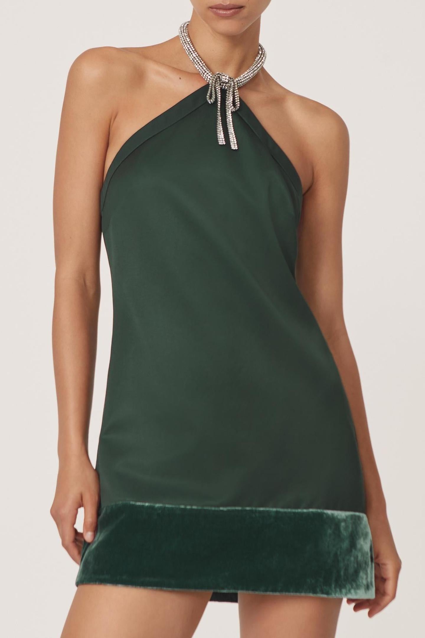 Reiss Embellished Necklace Mini Dress Green Maat: 18 | Mini Jurken Outlet | Dames | Groen