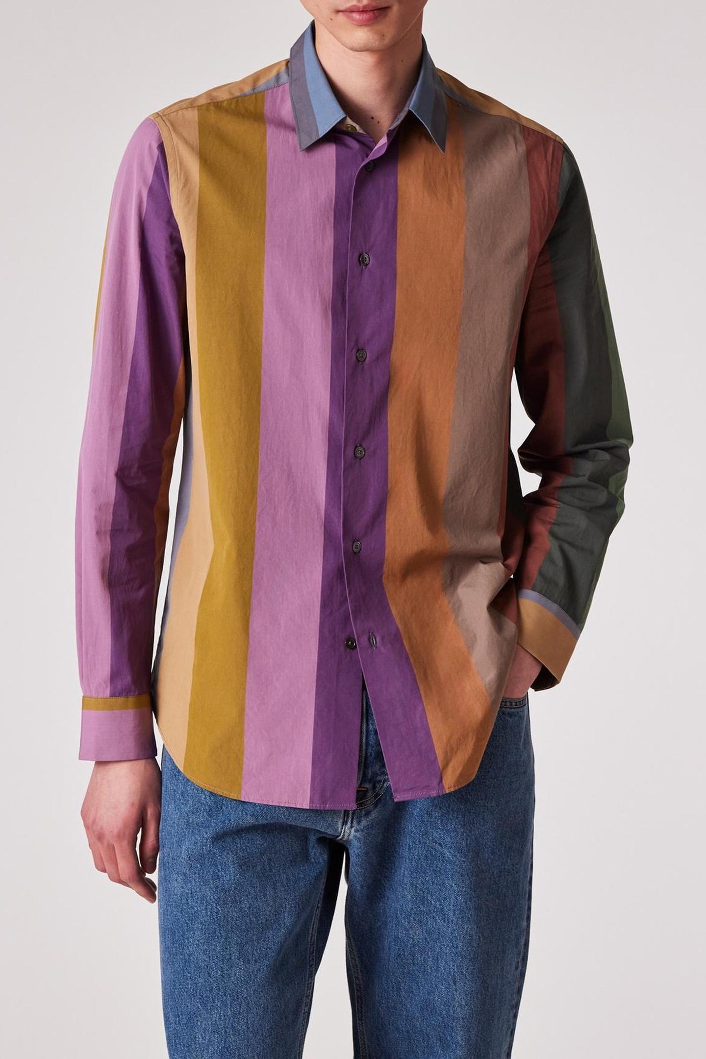 Paul Smith Mens S/c Regular Fit Shirt Multi Coloured Maat: S | Casual Overhemden Outlet | Heren | Paars