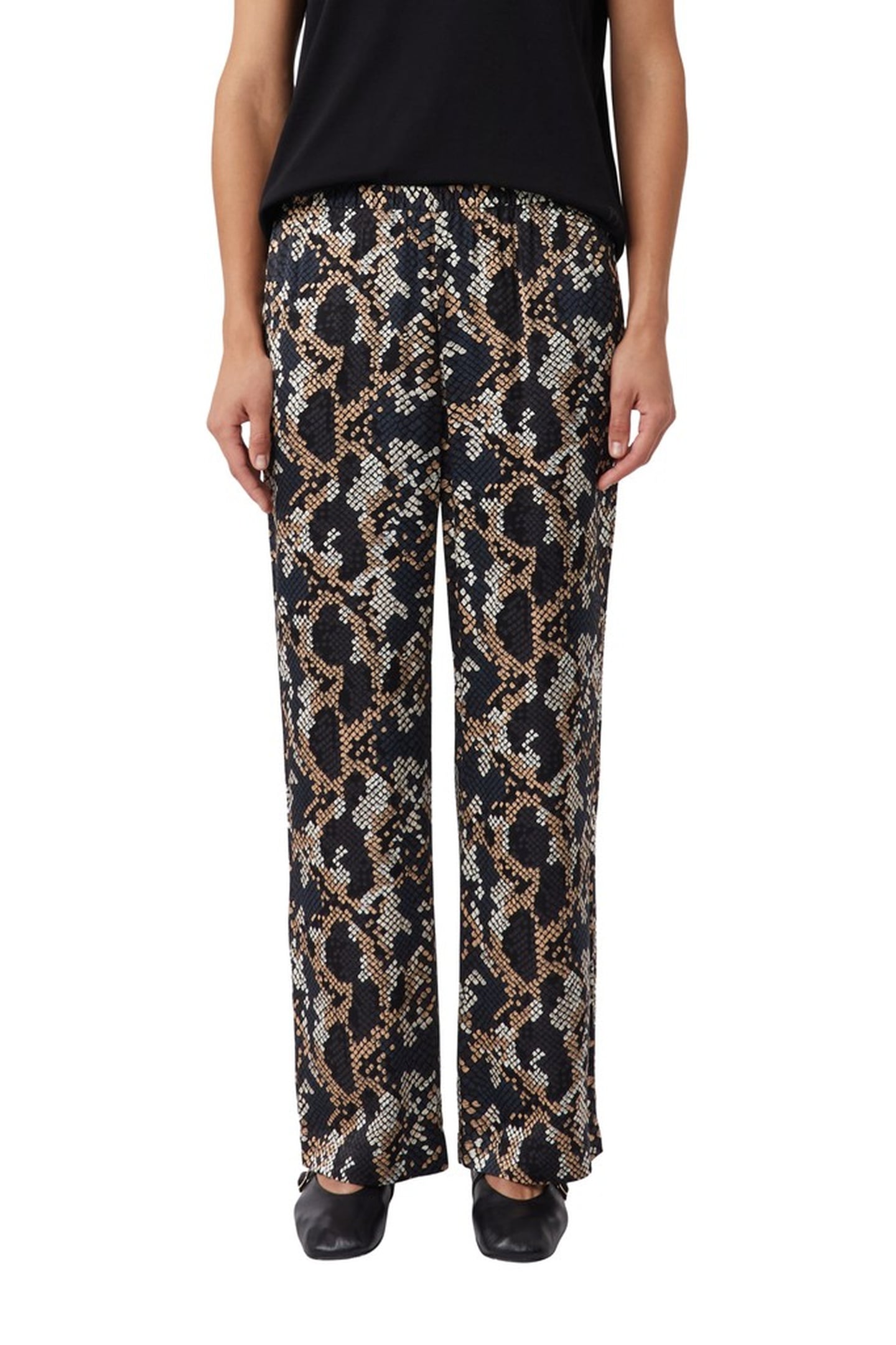 Comma  Pants Grey/black Maat: 38 | Wijde Broeken Outlet | Dames | Zwart
