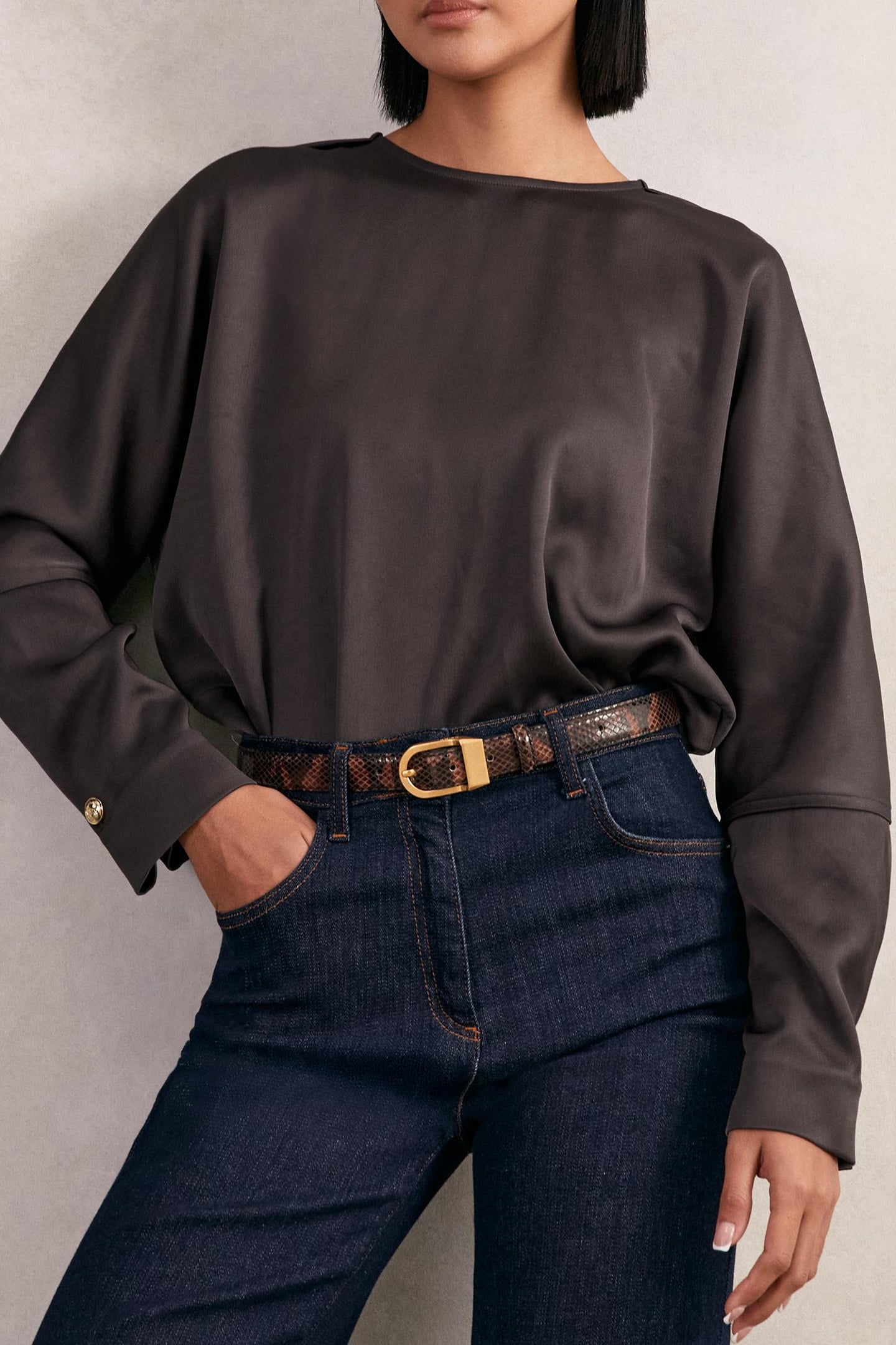 Reiss Button Back Top Mauve Maat: 6 | Longsleeves Outlet | Dames | Paars
