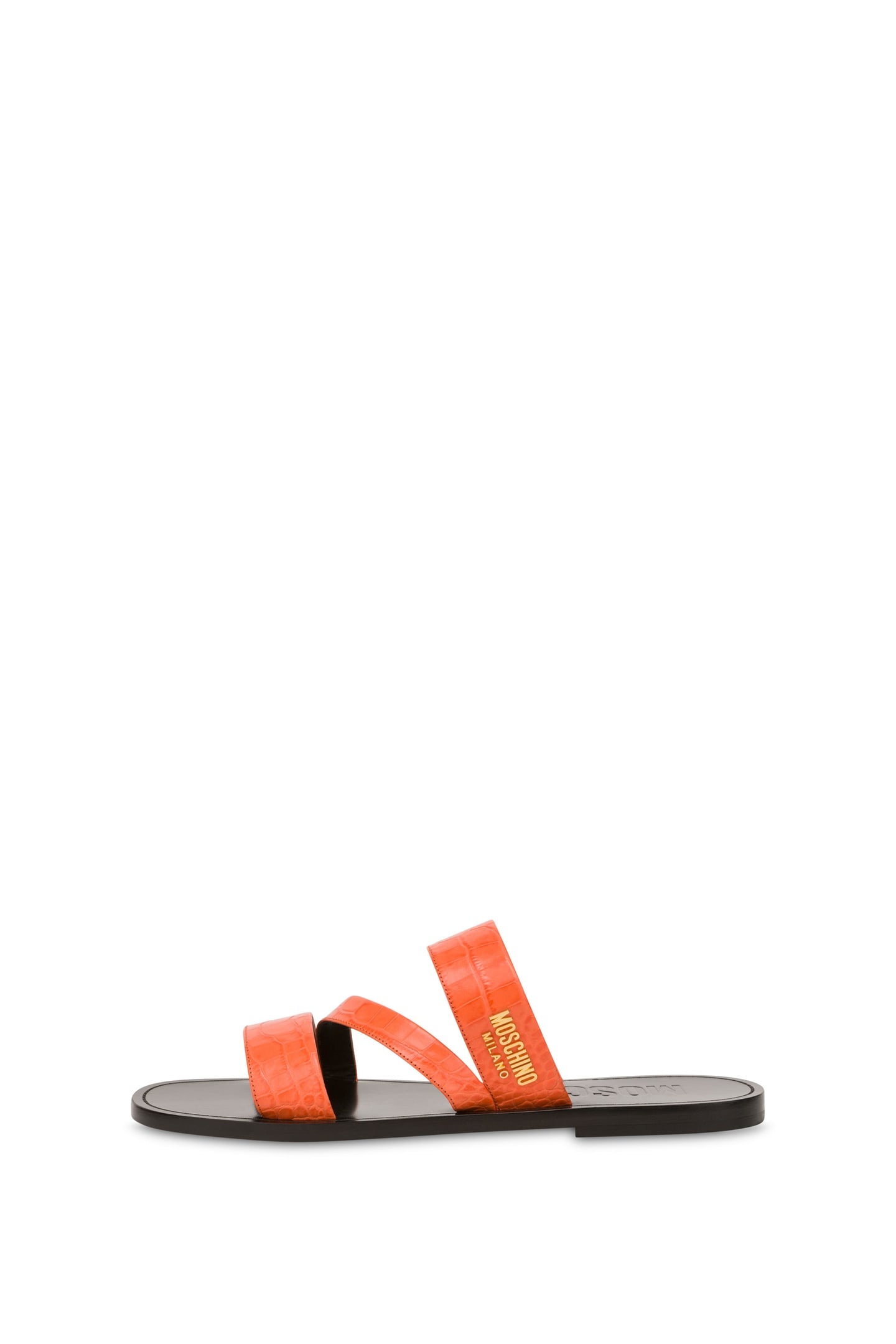 Moschino Flat Sandals In Crocus-print Calfskin Orange Maat: 41 | Sandalen Outlet | Heren | Oranje