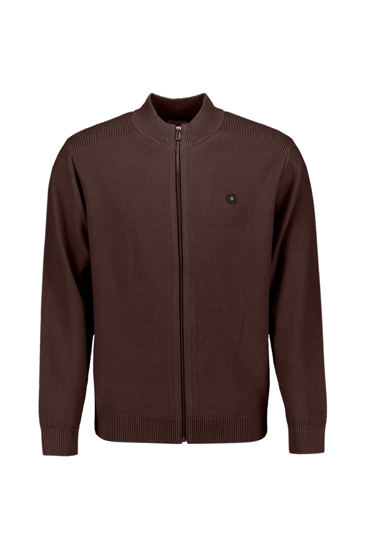 No Excess Pullover Full Zip Shoulder Detail Dark Brown Größe: S | Cardigans Outlet | Herren | Braun