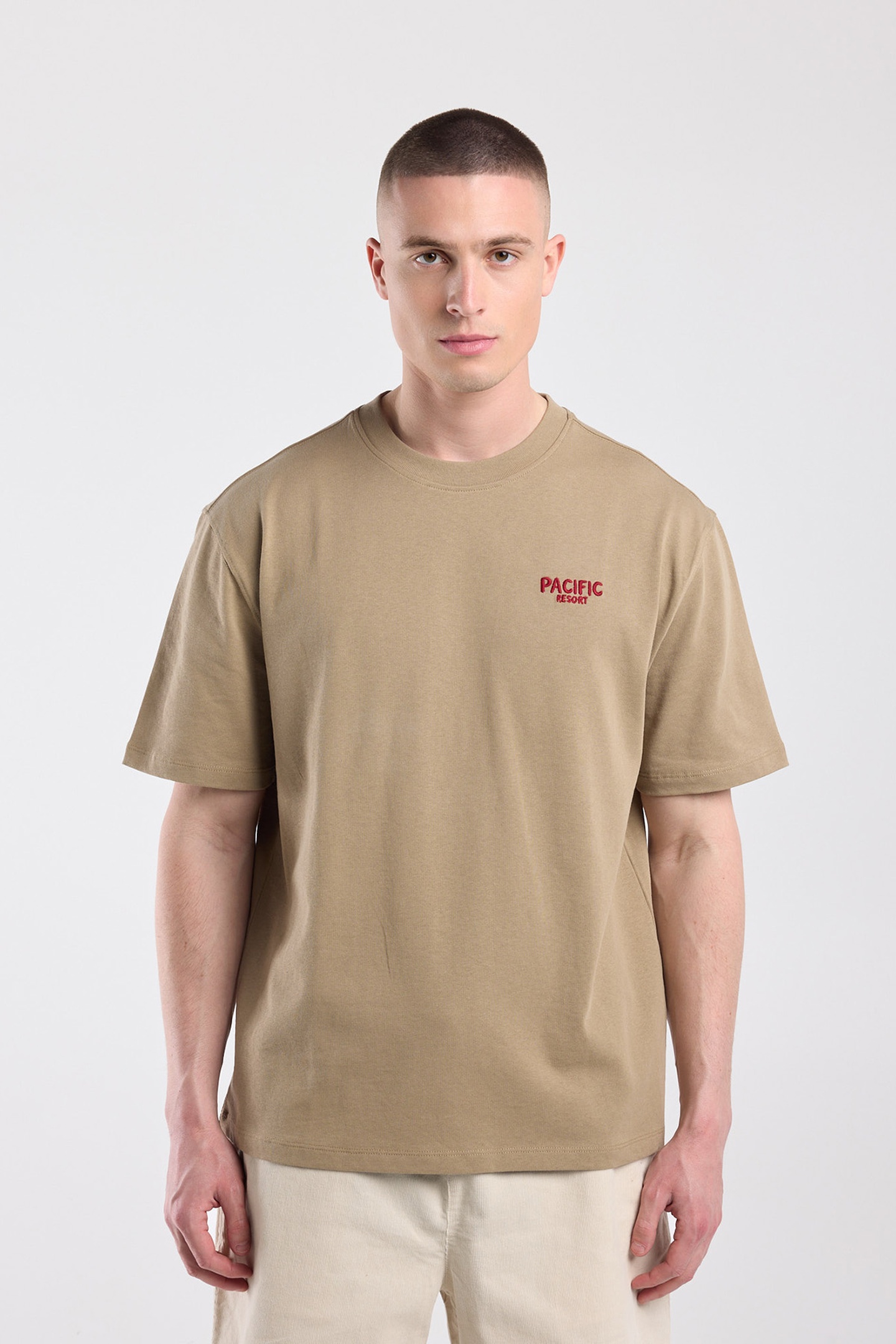America Today Earl Mocca Maat: M | Basic T-Shirts Outlet | Heren | Beige