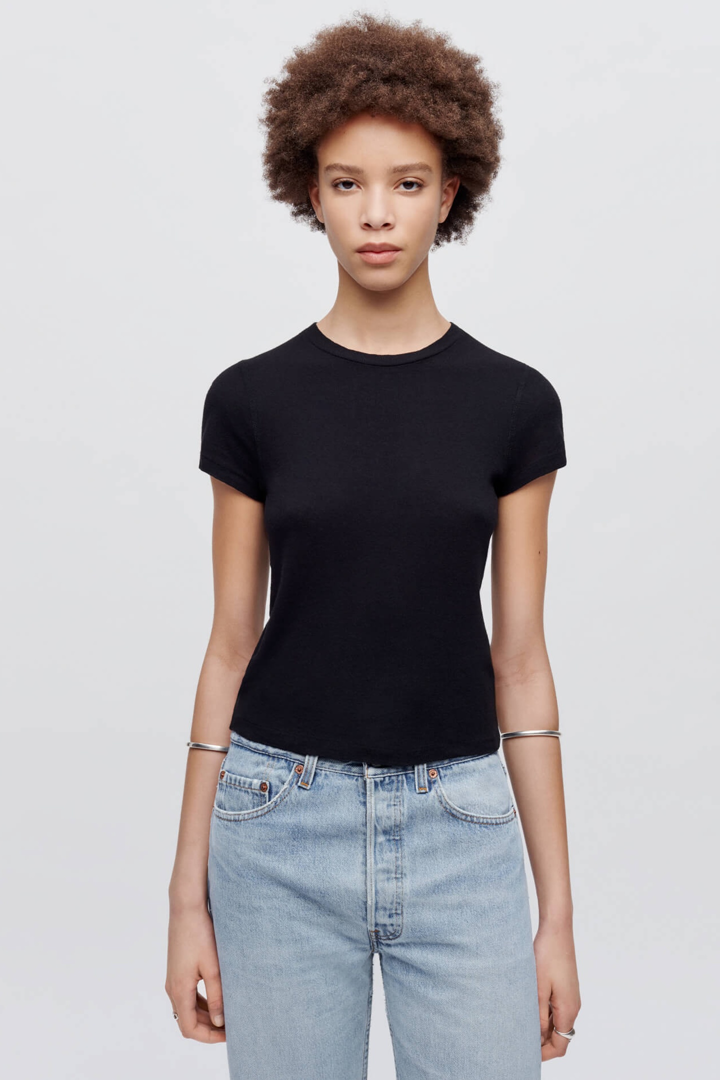 RE/DONE 90s Baby Tee Vintage Black Maat: S | Tops Outlet | Dames | Zwart