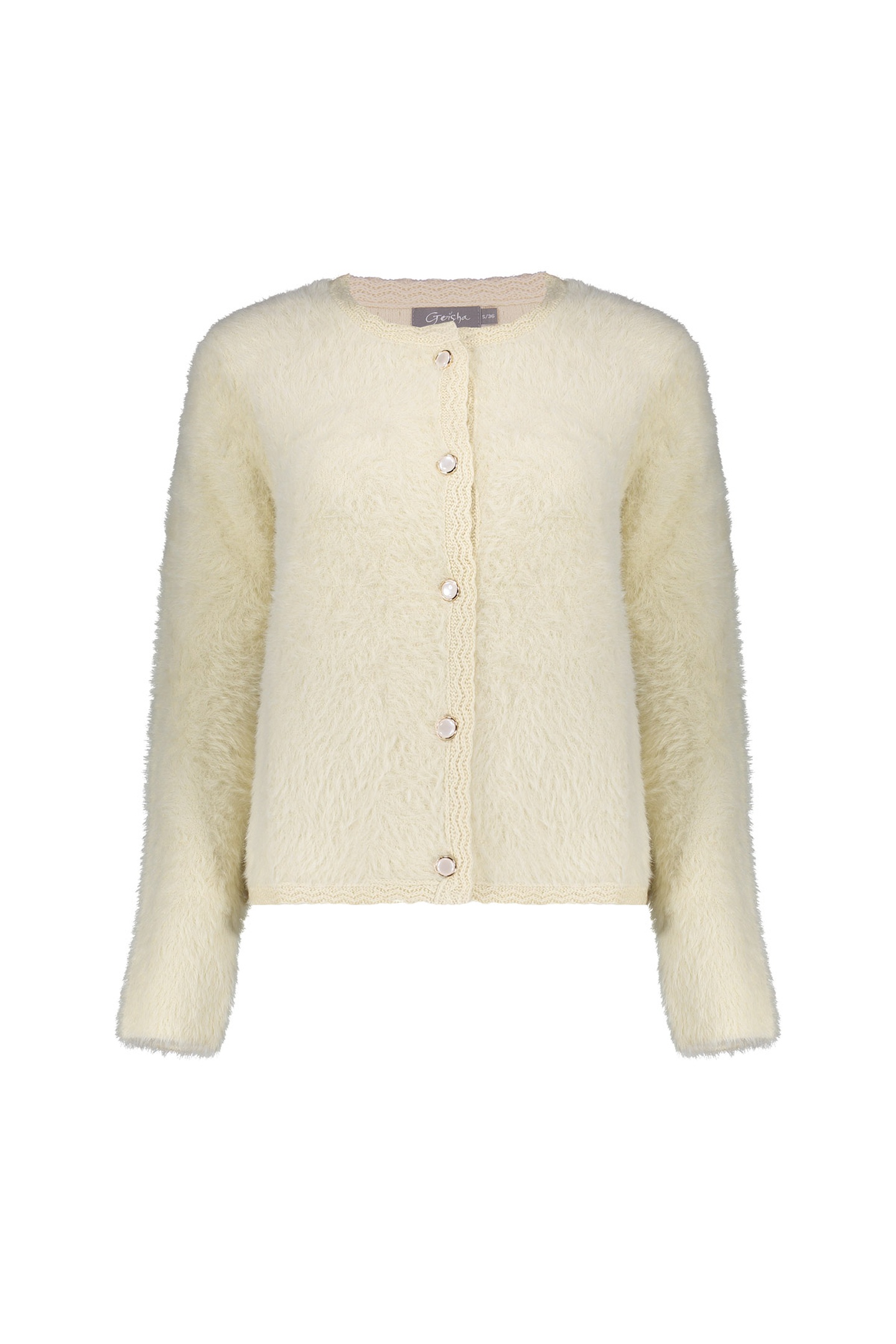 Geisha Cardigan Hairy Off-white Maat: XXL | Sweaters Outlet | Dames | Wit