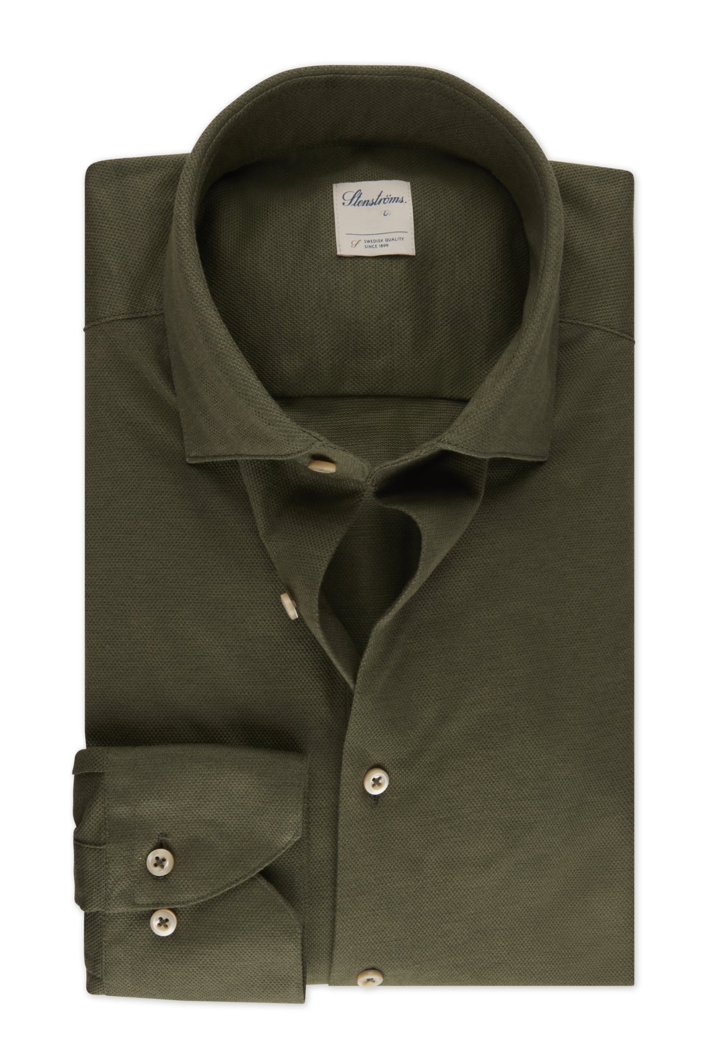Stenströms Slimline, C71 Rc Cuff Jersey Green Maat: XL | Casual Overhemden Outlet | Heren | Groen