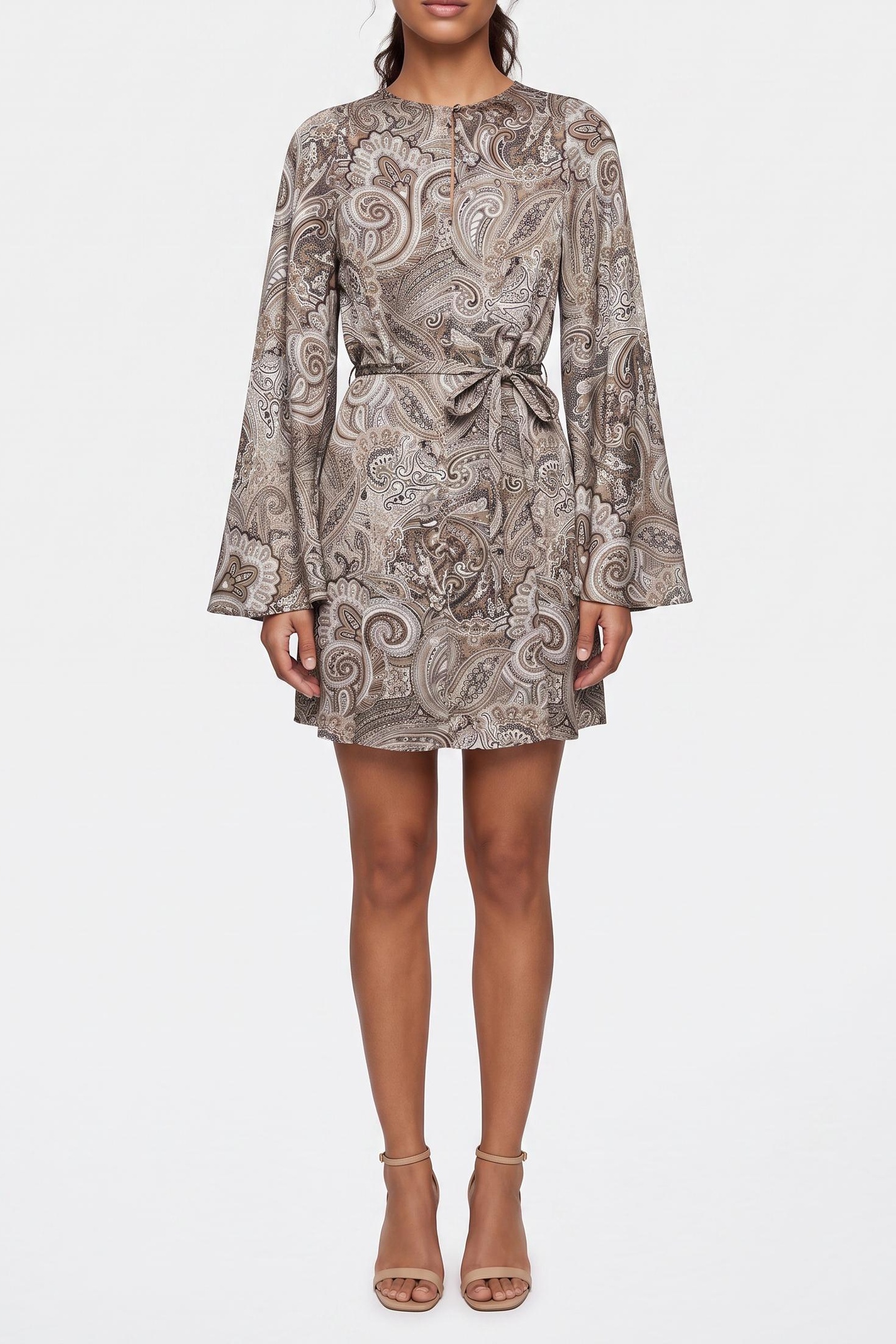 GUESS Loredana Boat-neck M Floral Paisley Taupe Taglia: 36 | Abiti Mini Outlet | Donna | Nero