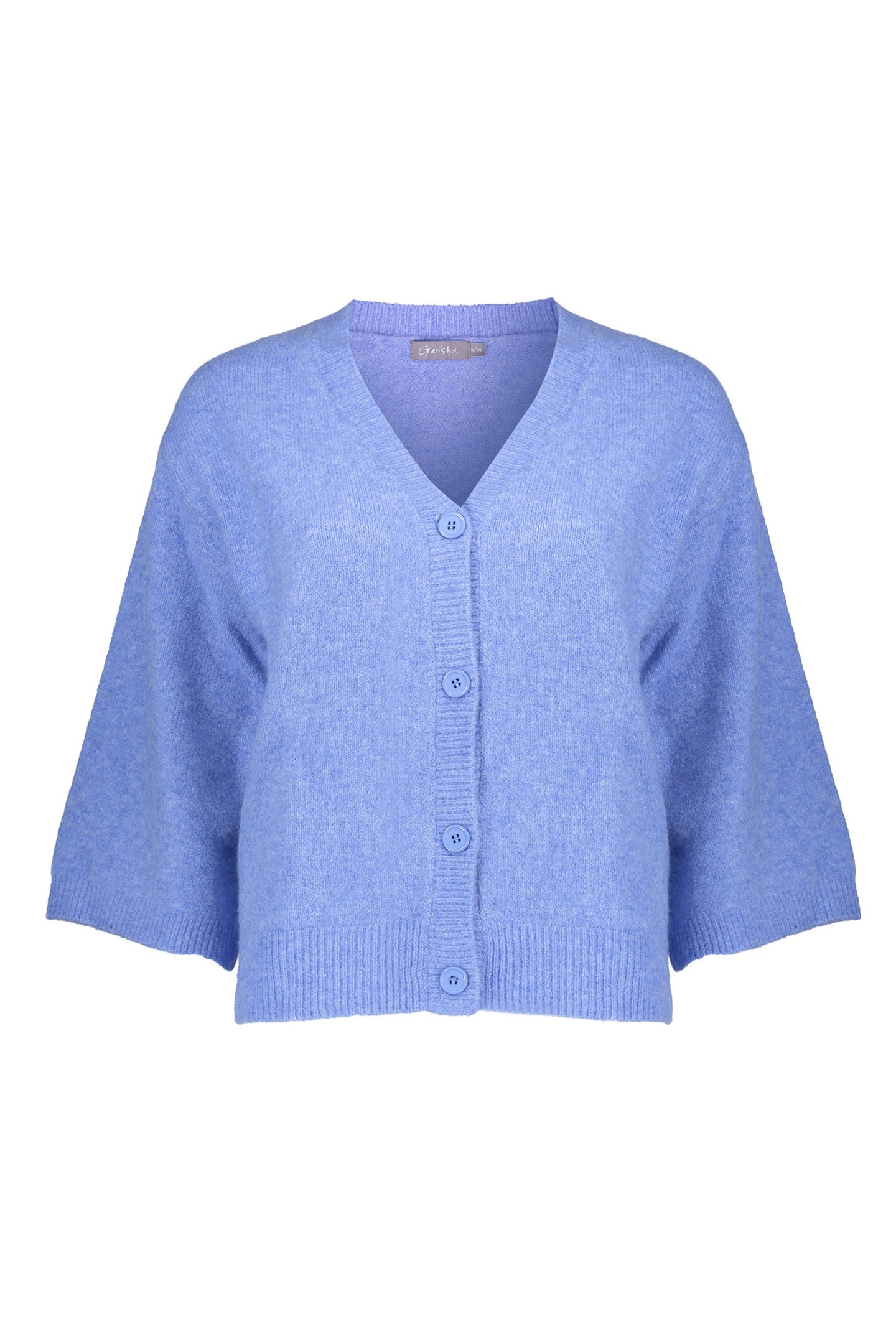 Geisha Cardigan V-neck 3/4 Sleeves Blue Maat: S | Sweaters Outlet | Dames | Blauw