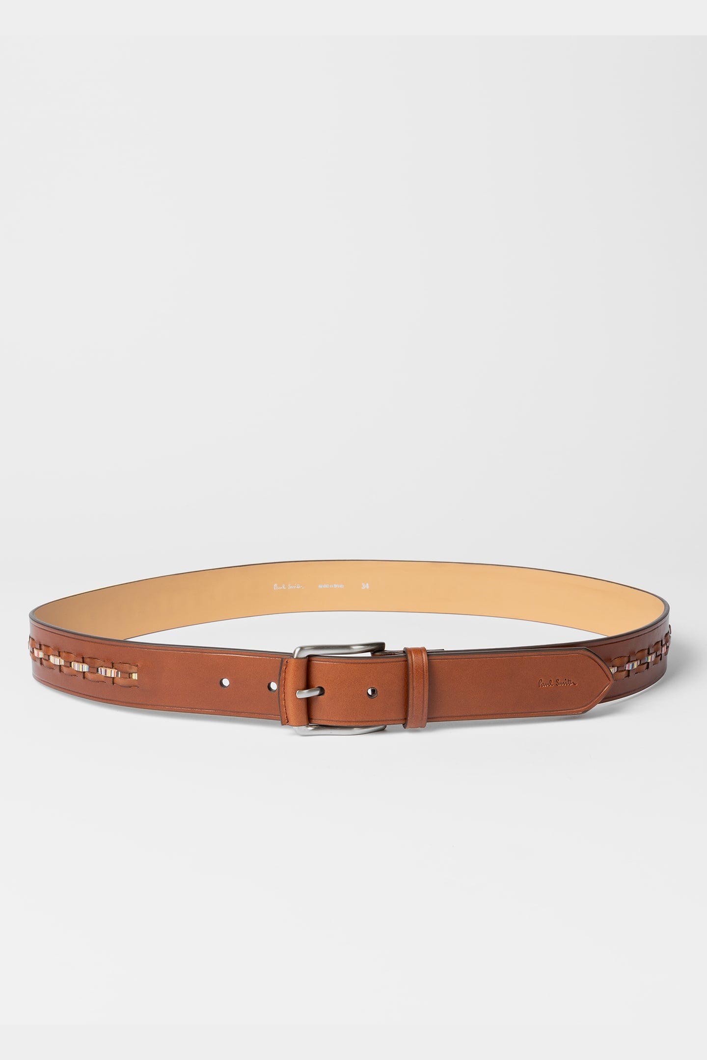 Paul Smith Men Belt Woven Inset Hazelnut Maat: 34 | Riemen Outlet | Heren | Bruin