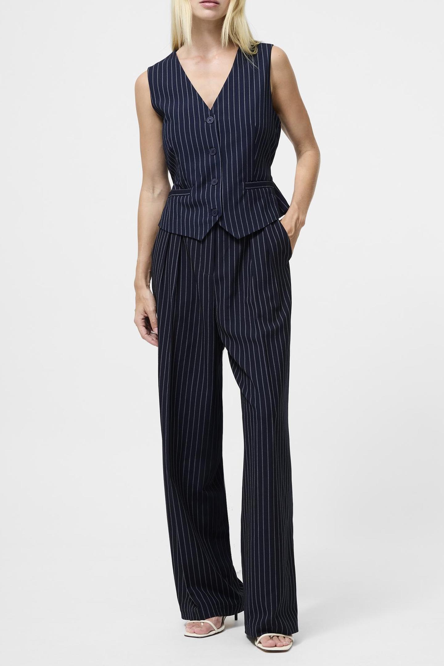 French Connection Pinstripe Tailoring Trsr Navy/w.white Maat: 14 | Pantalons Outlet | Dames | Blauw