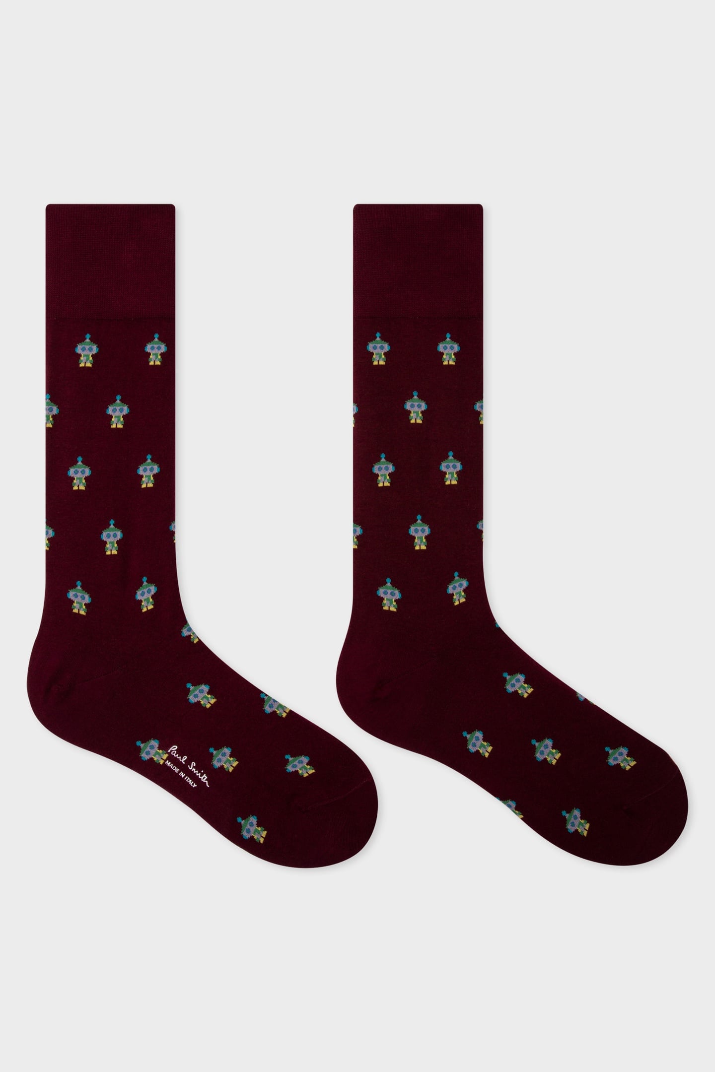 Paul Smith Men Sock Yen Robots Burgundy/ Borde Size: OS | Socks Outlet | Heren | Bordeaux
