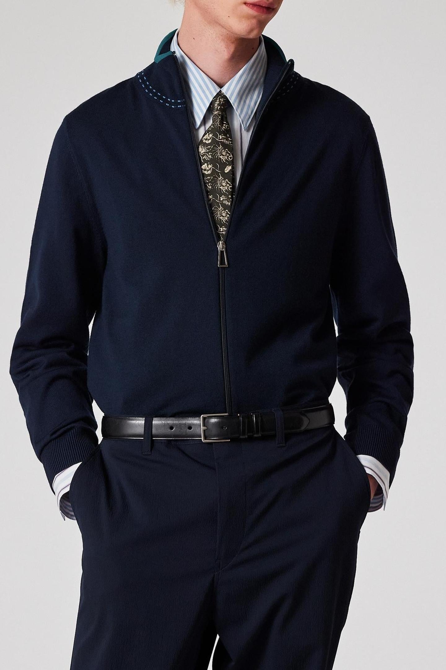 Paul Smith Mens Cardigan Zip Thru Inky_blue Maat: S | Longsleeves Outlet | Heren | Blauw