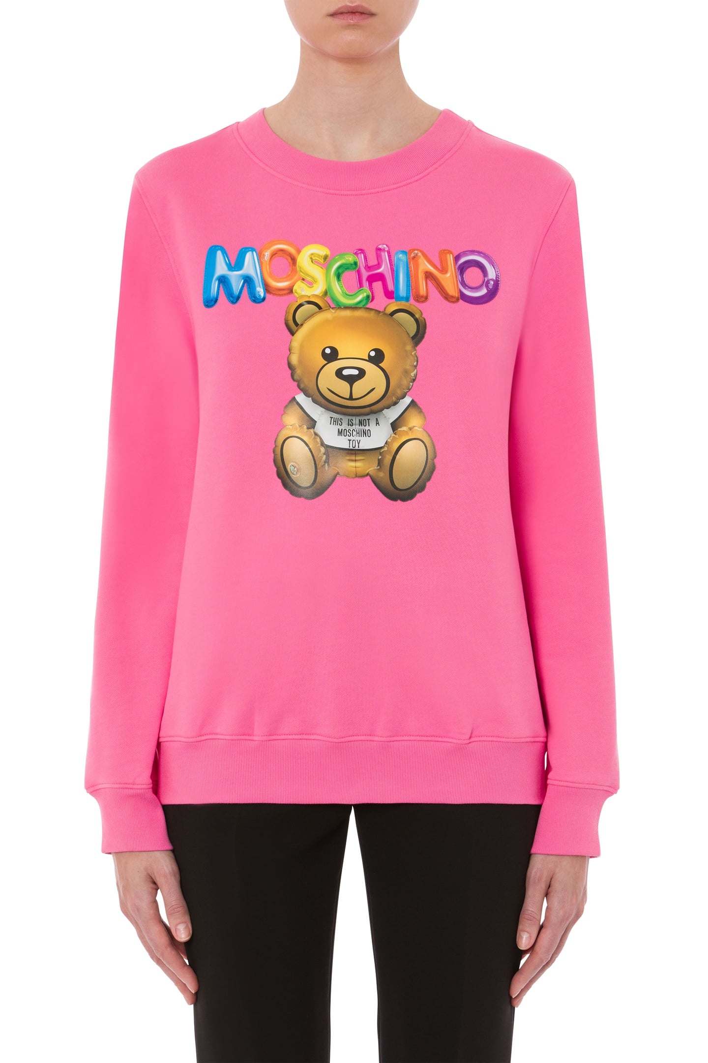 Moschino Teddy Bear Inflatable Organic Cotton Sweatshirt Pink Maat: 38 | Longsleeves Outlet | Dames | Roze